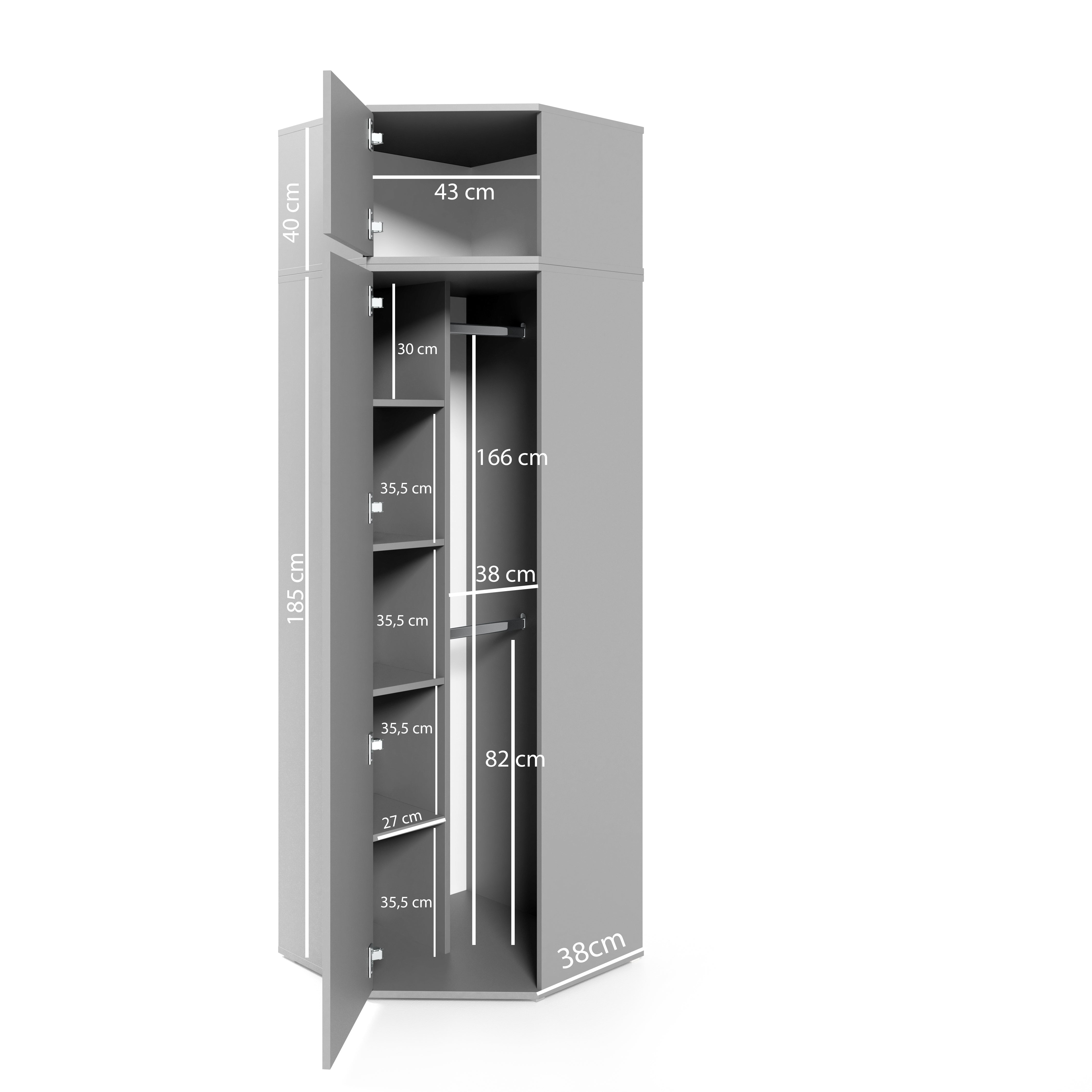 PK Emi 39 Hallway Wardrobe White - Upholstered Panels in Various Colours