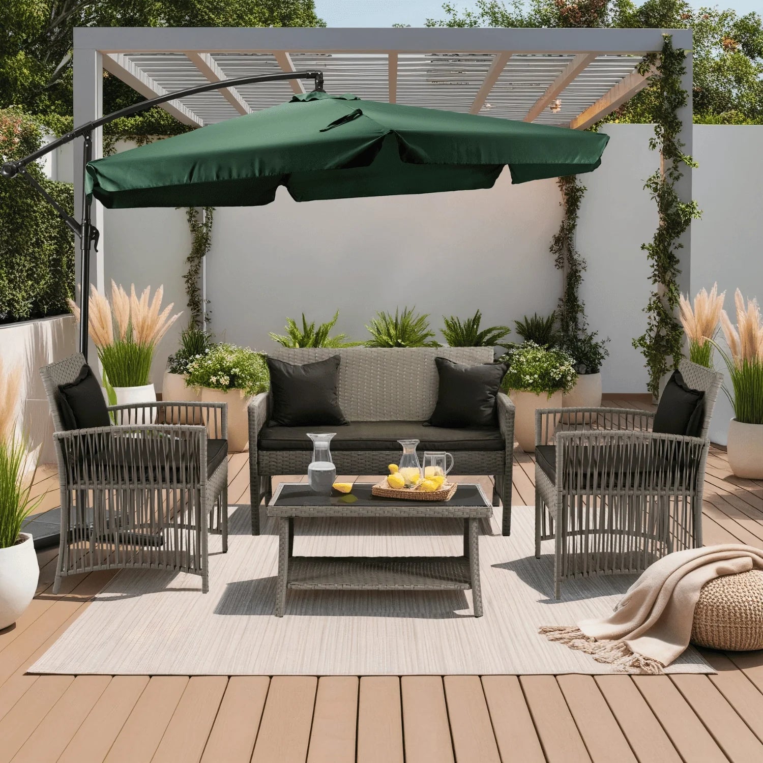 Elite AKRON Gartenschirm Grün - Großer wasserdichter Sonnenschirm für den Außenbereich