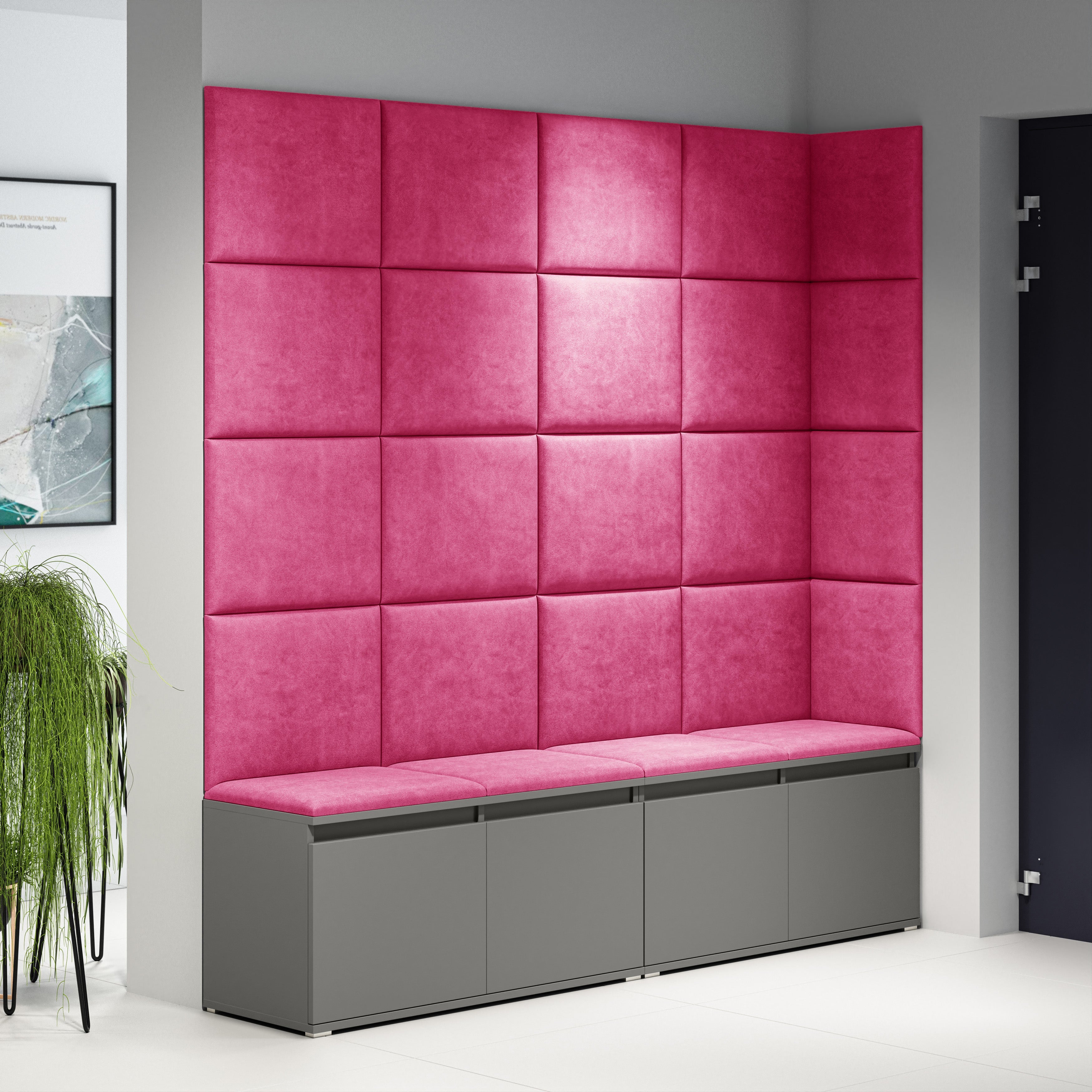 PK Emi 3 Flurgarderobe Graphit - Polsterpaneele in verschiedenen Farben
