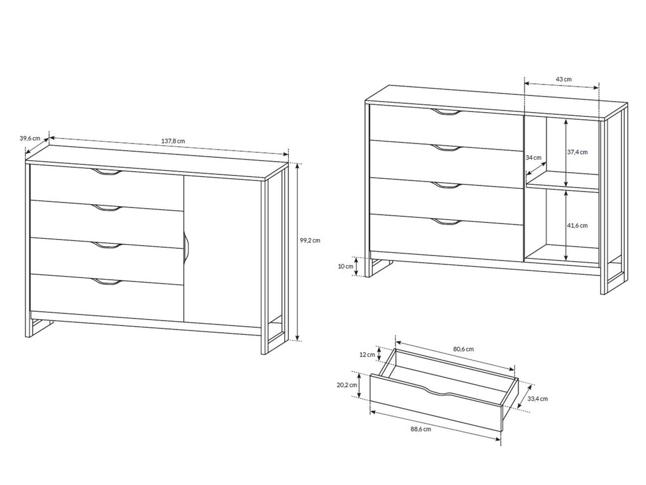 Laskarden Sideboard 138 – 138 x 40 x 90,5 cm