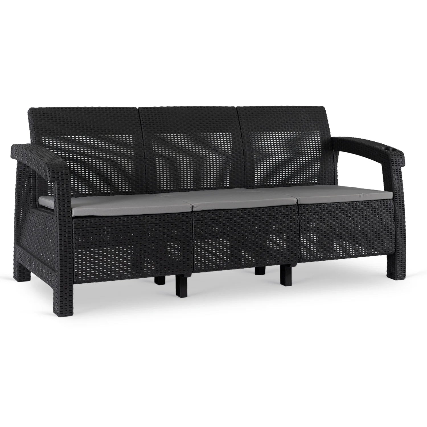 Elite FLINT Outdoor-Sofa – Schwarzes Technorattan