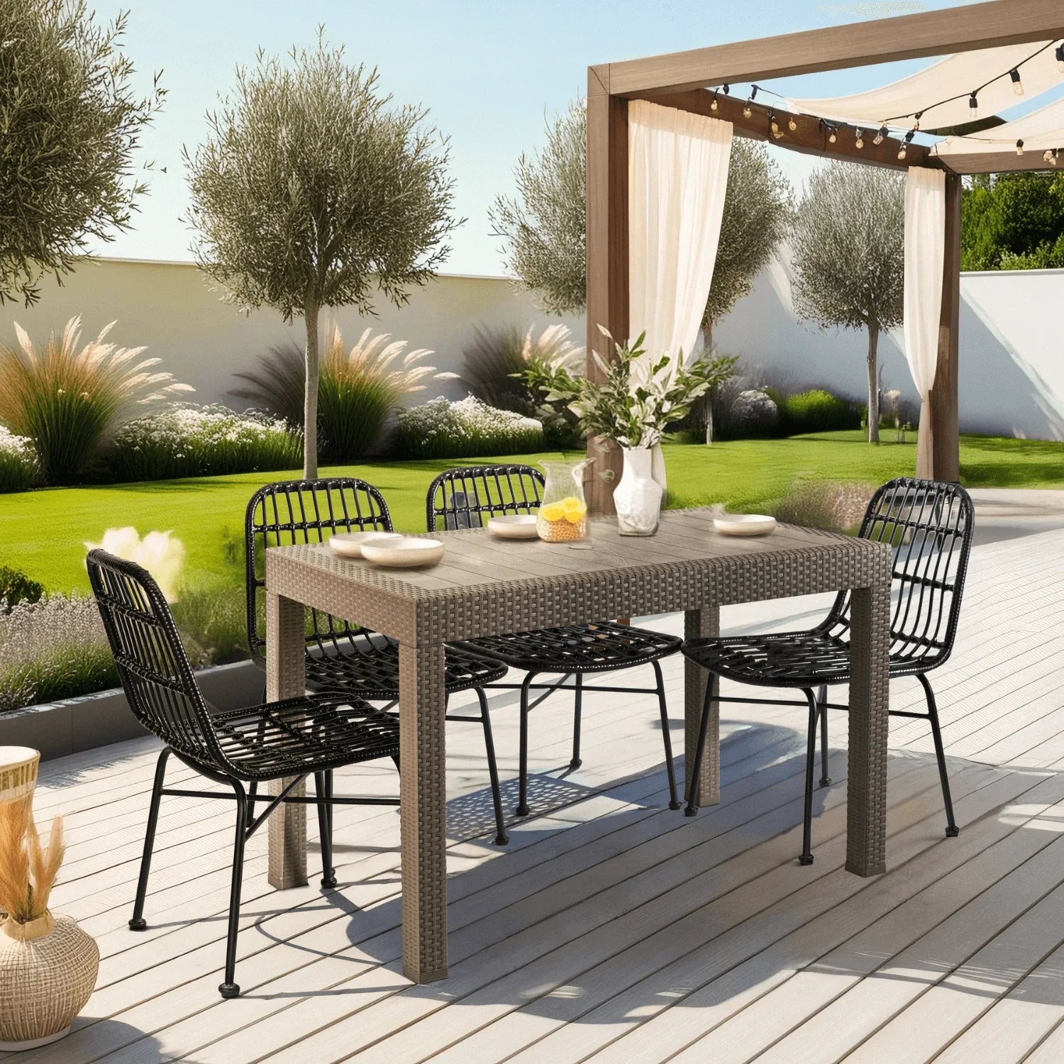 Elite FARGO Gartentisch – Braunes Technorattan