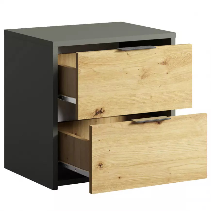 MO Rimini – Nachttisch 2S, Artisan Eiche / Graphit