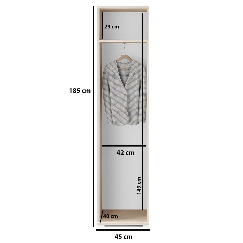 PK Emi 13 Hallway Wardrobe Graphite - Upholstered Panels in Various Colours