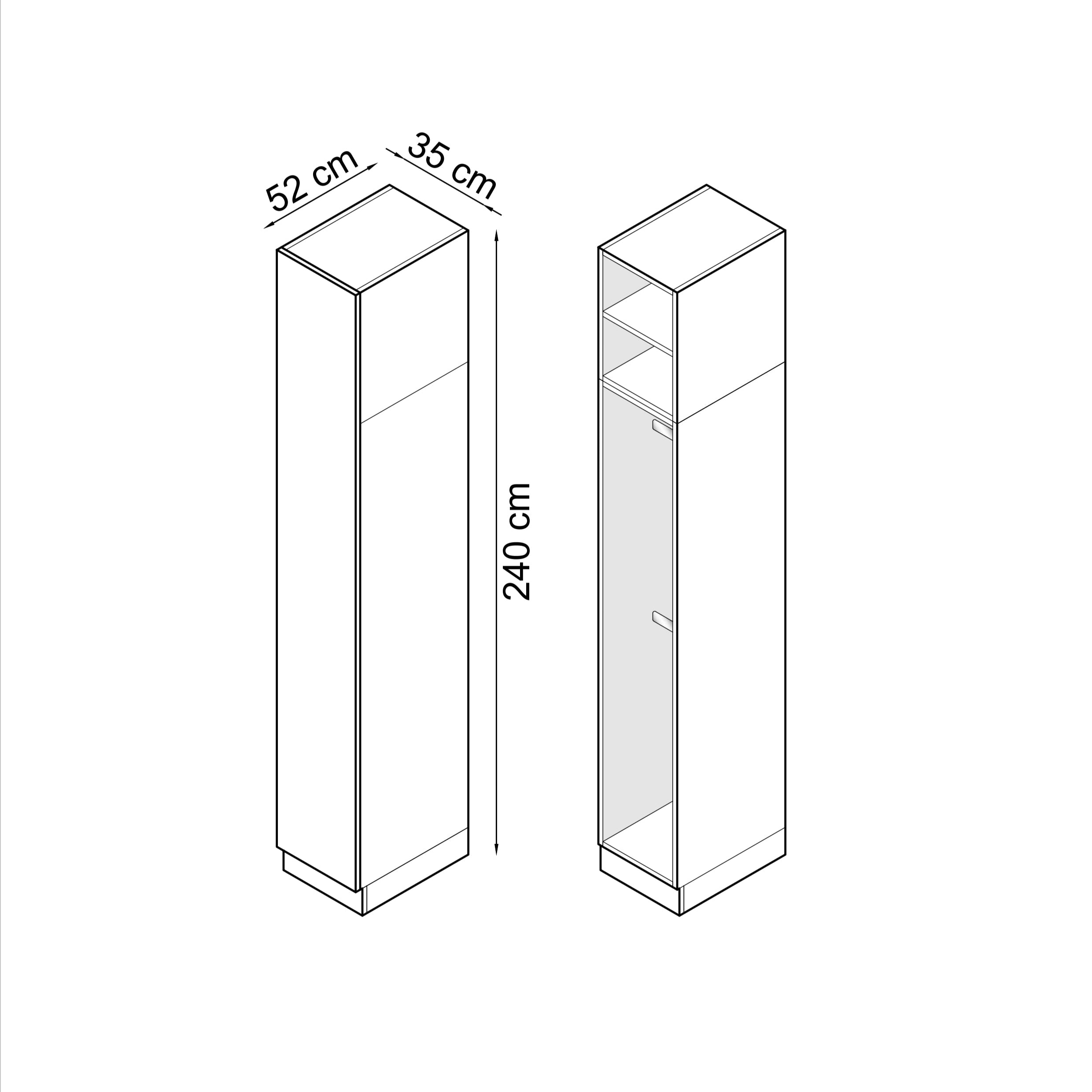 SLEEP VARIA Kleiderschrank 1T 35 cm mit Einlegeböden – Eiche geölt/Weißglanz