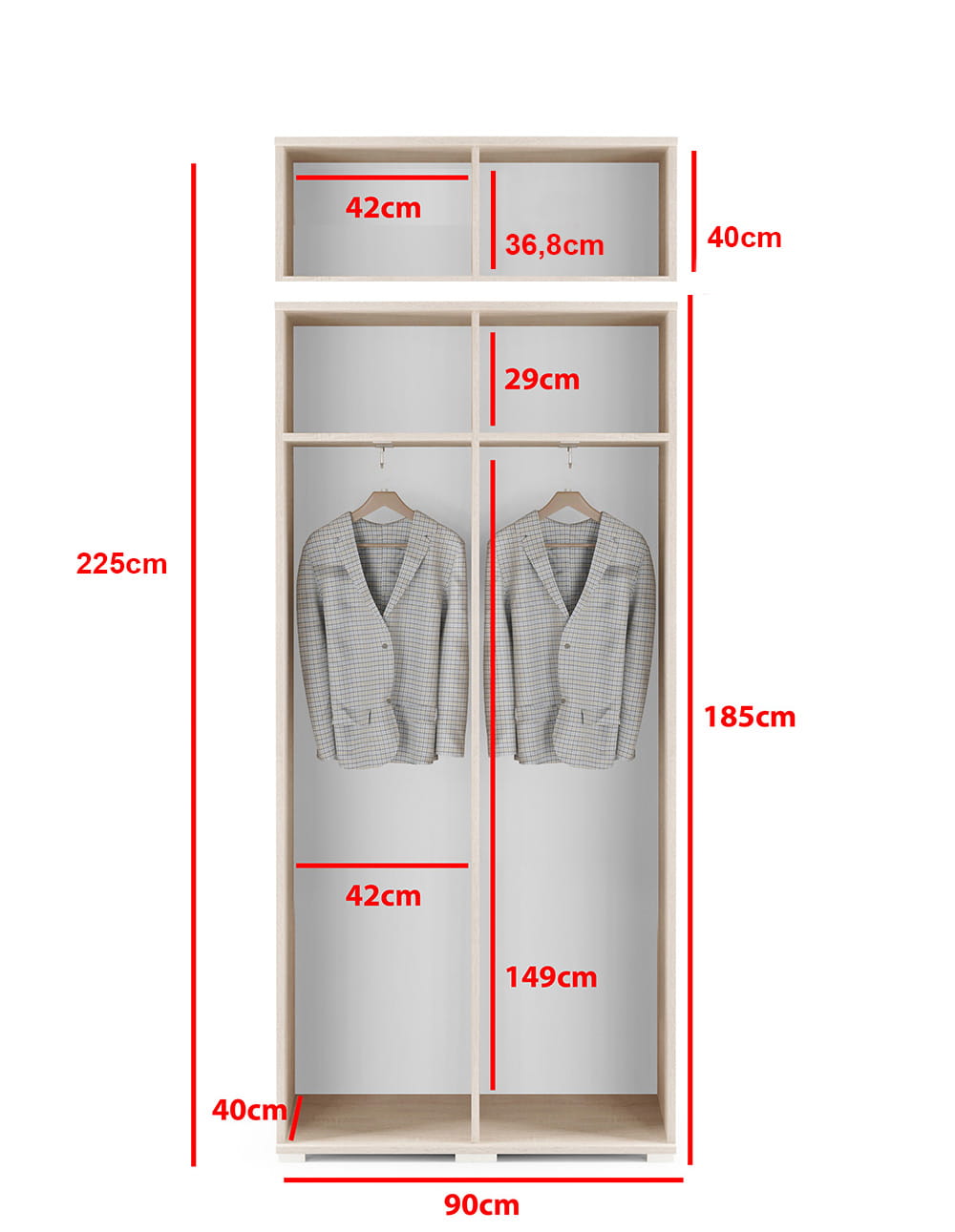 PK Emi 18 Hallway Wardrobe Graphite - Upholstered Panels in Various Colours
