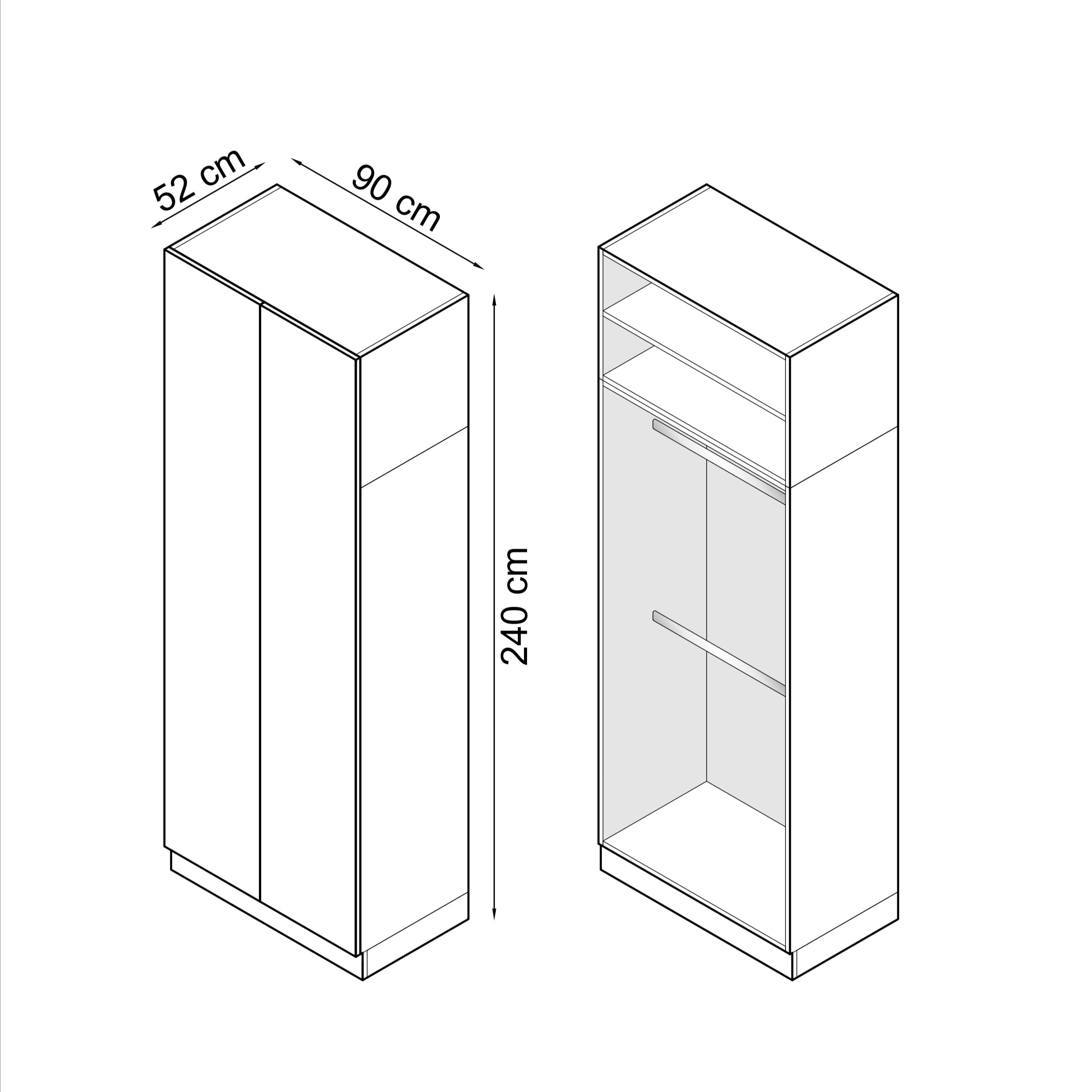 Sleep Varia Kleiderschrank, zweitürig, 90 cm, Eiche geölt/Eiche geölt