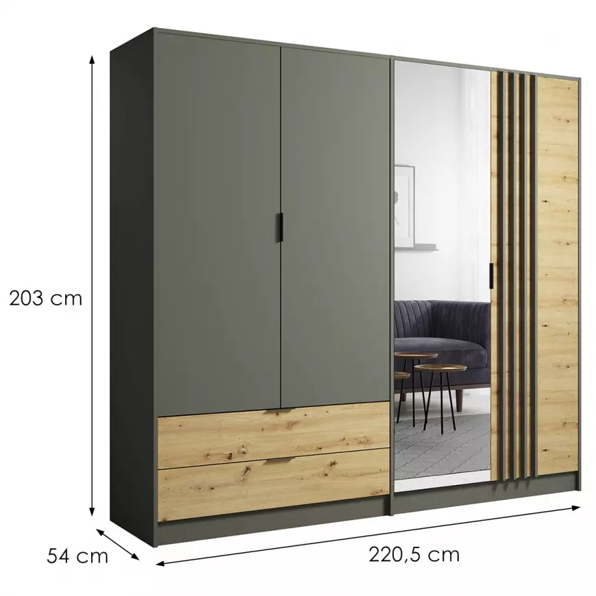 MO Rimini – 4-türiger Kleiderschrank mit Spiegel