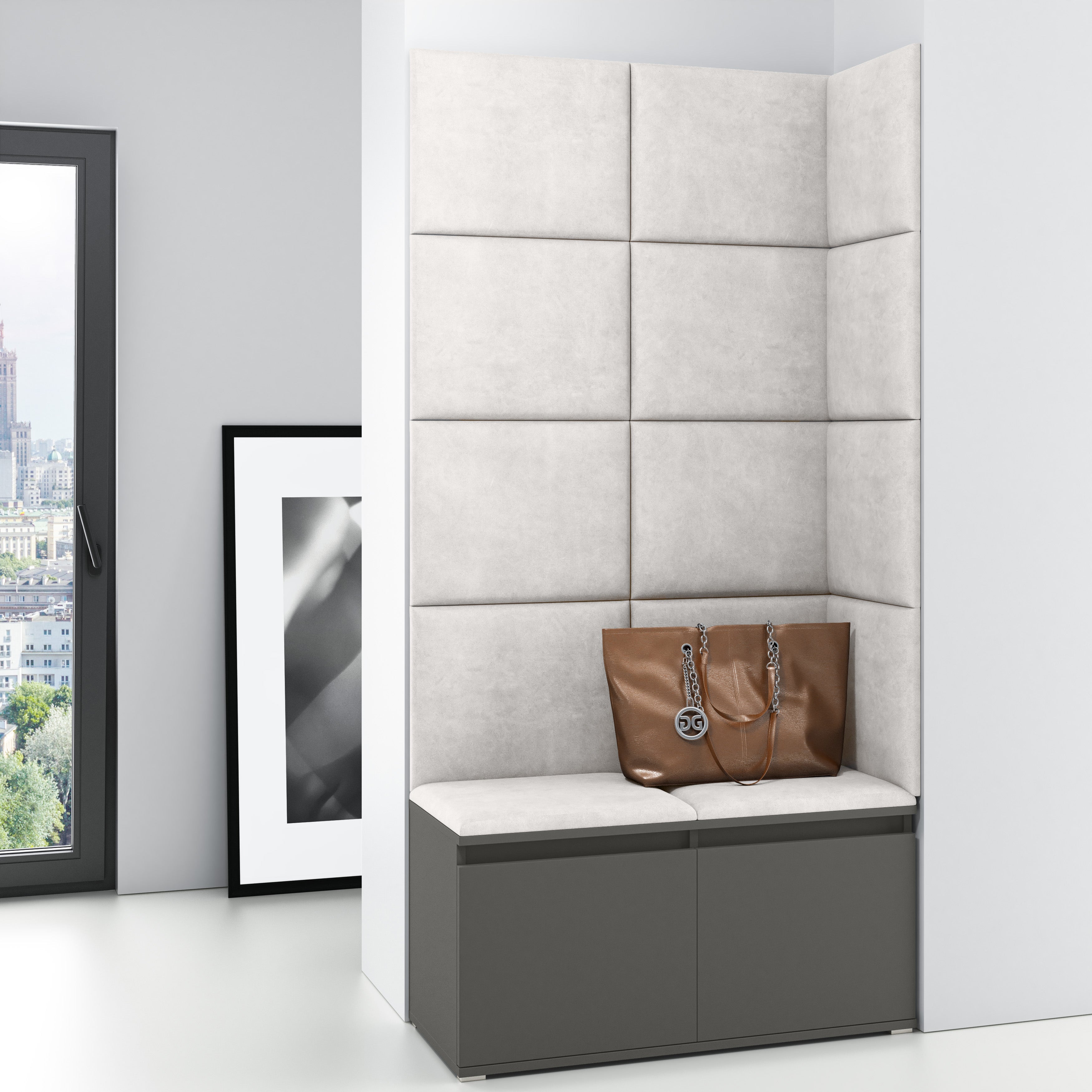 PK Emi 2 Hallway Wardrobe Graphite - Cream