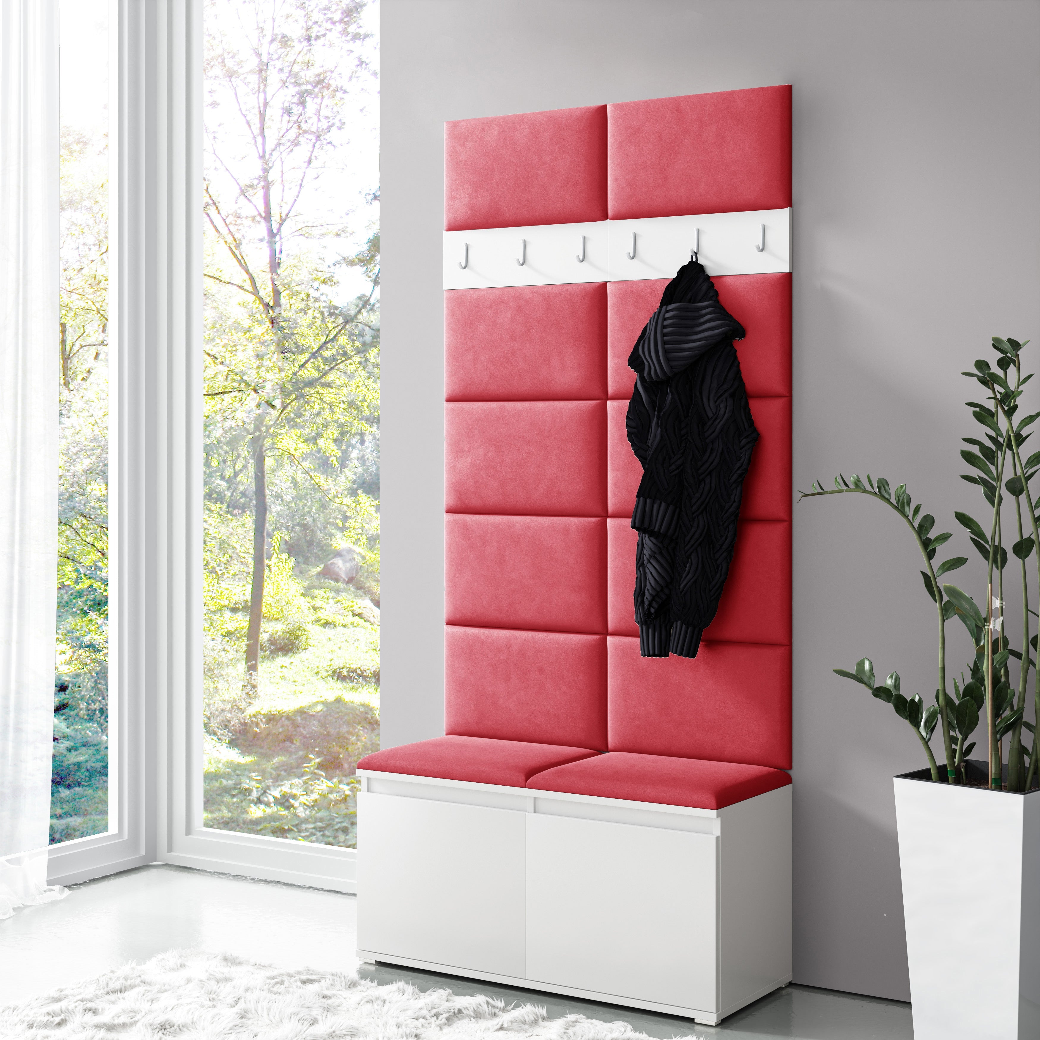 PK Emi 1 Hallway Wardrobe White - Red