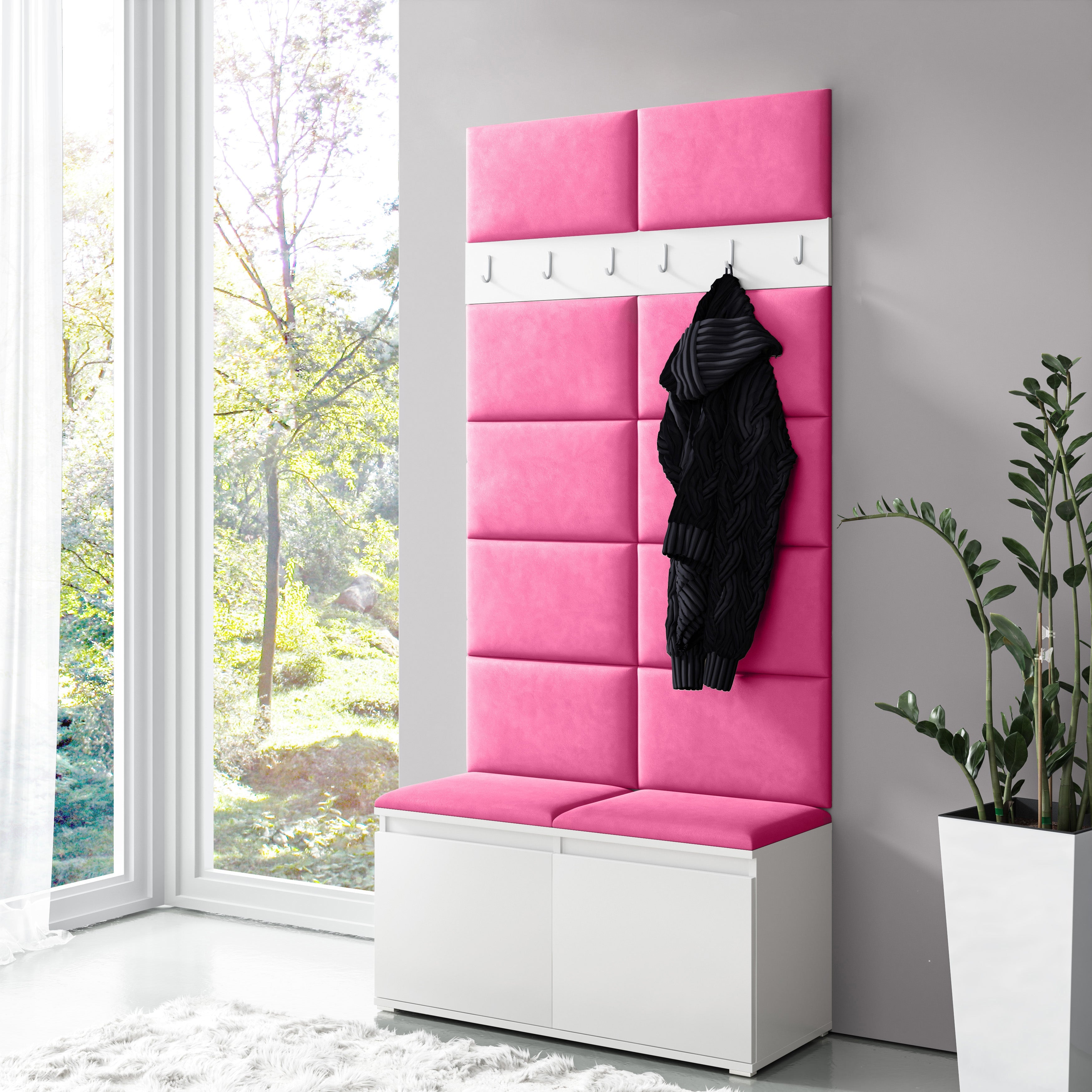 PK Emi 1 Hallway Wardrobe White - Pink