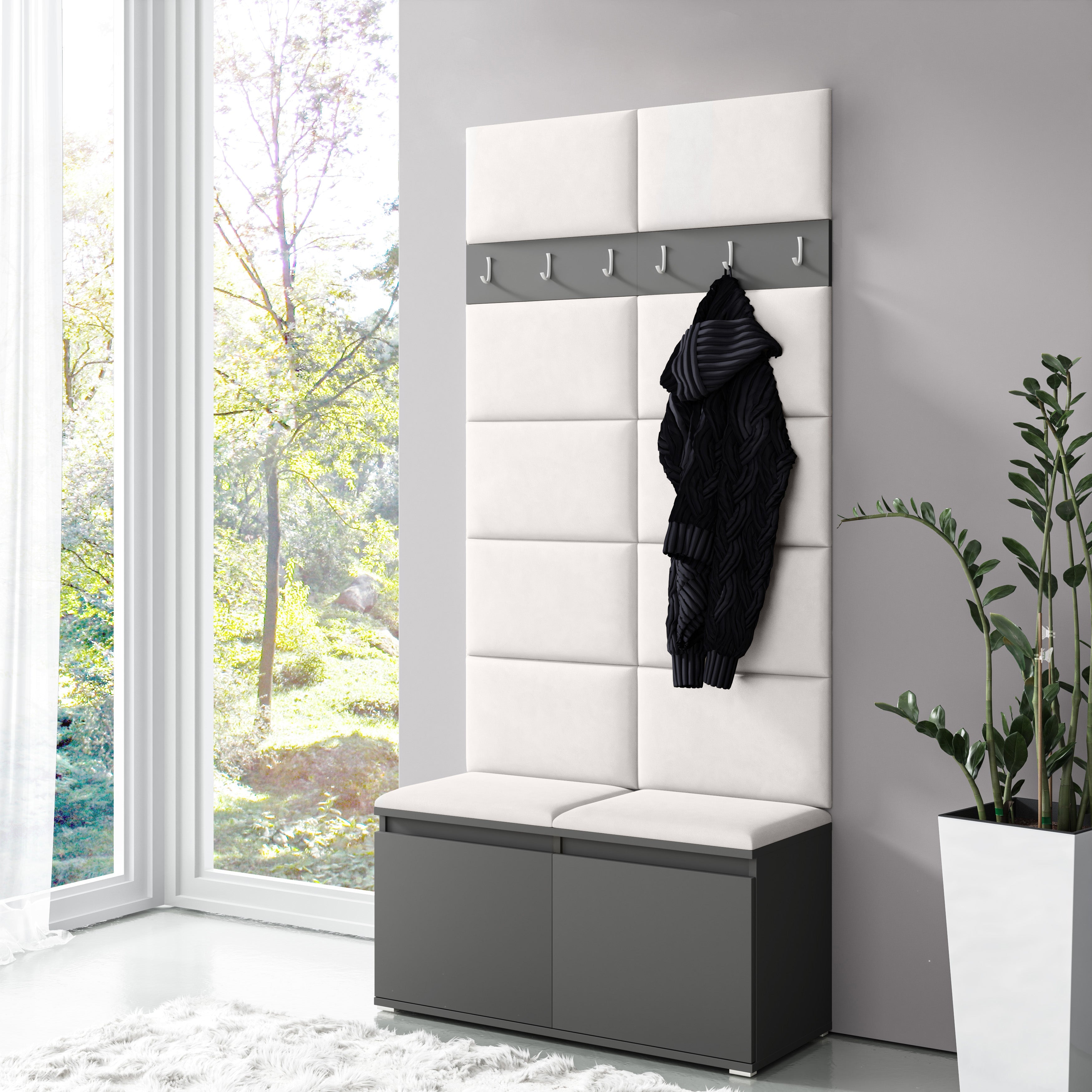 PK Emi 1 Hallway Wardrobe Graphite - Cream