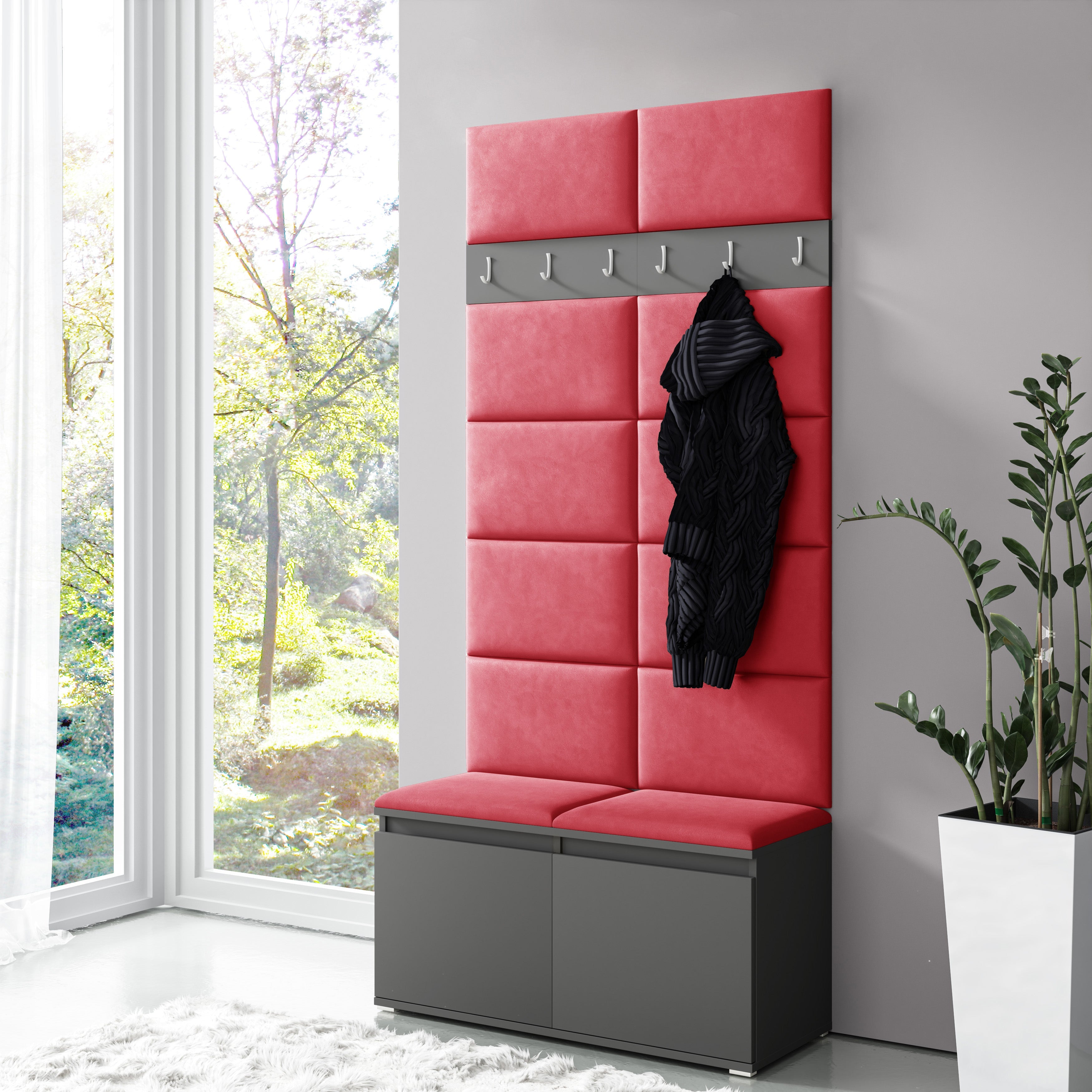 PK Emi 1 Hallway Wardrobe Graphite - Red