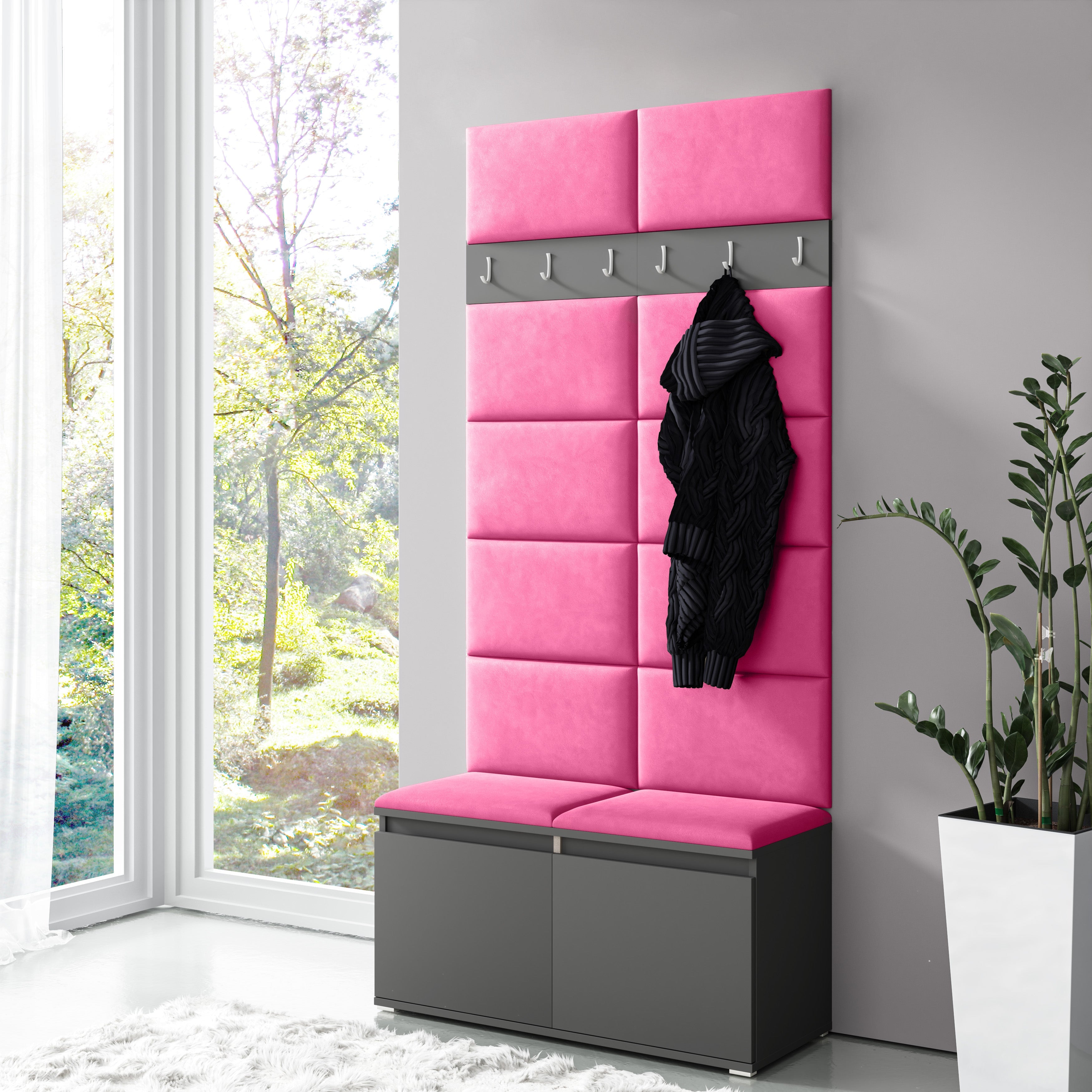 PK Emi 1 Hallway Wardrobe Graphite - Pink