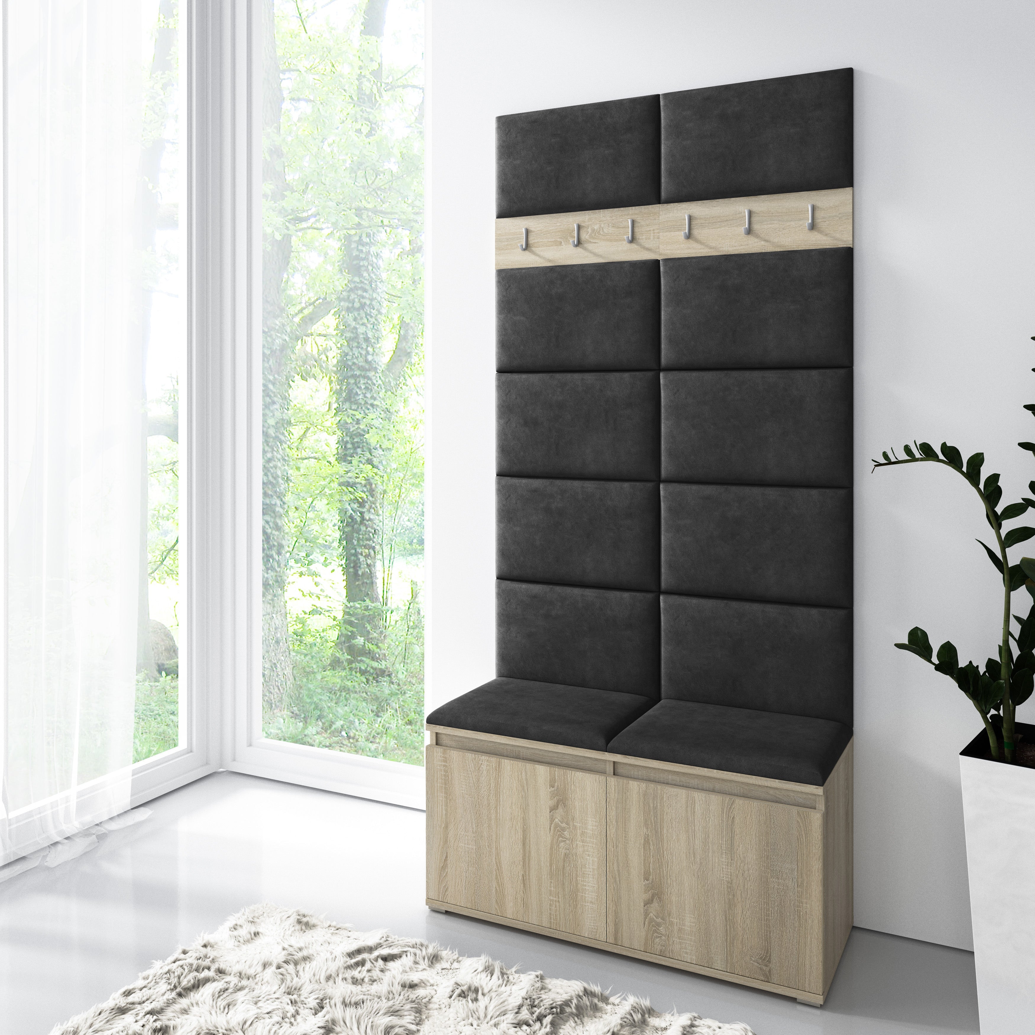PK Emi 1 Hallway Wardrobe Sonoma - Black