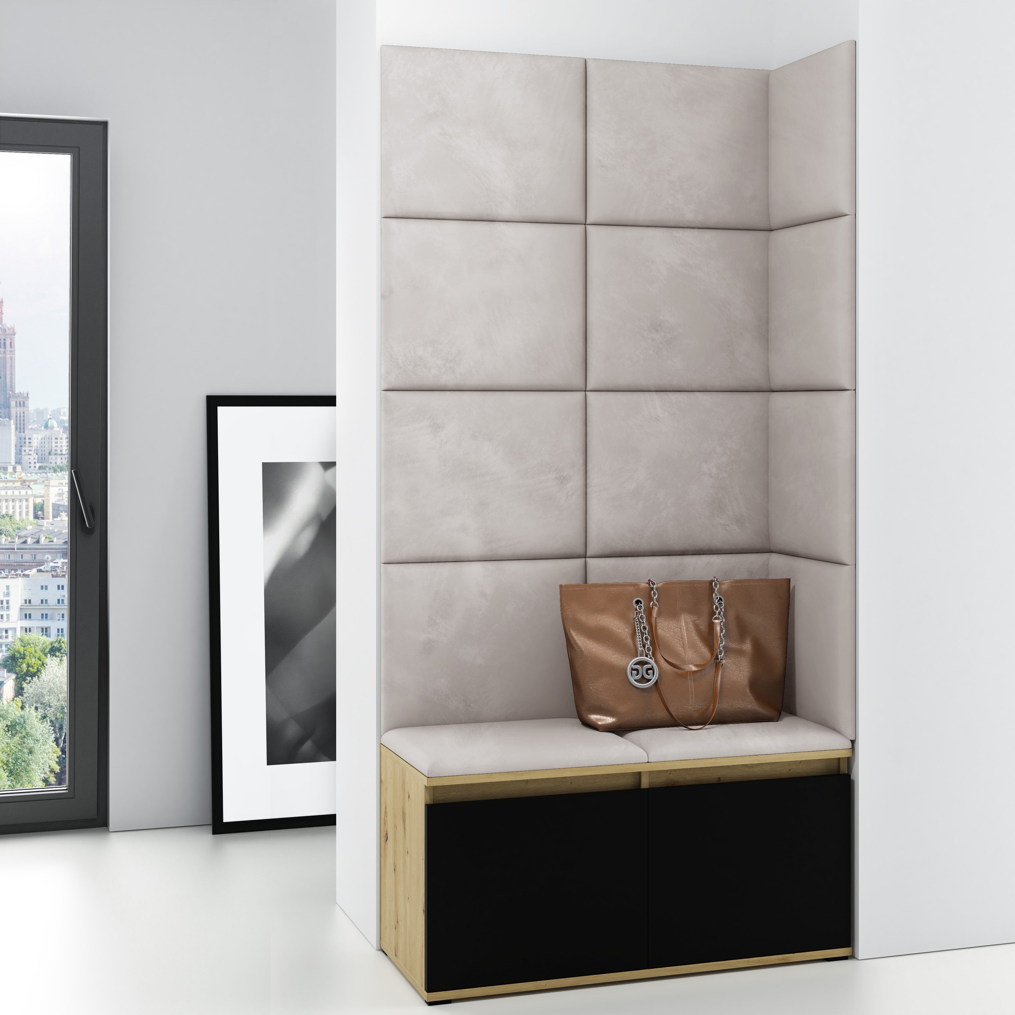PK Emi 2 Hallway Wardrobe Artisan Oak/Black - Cream