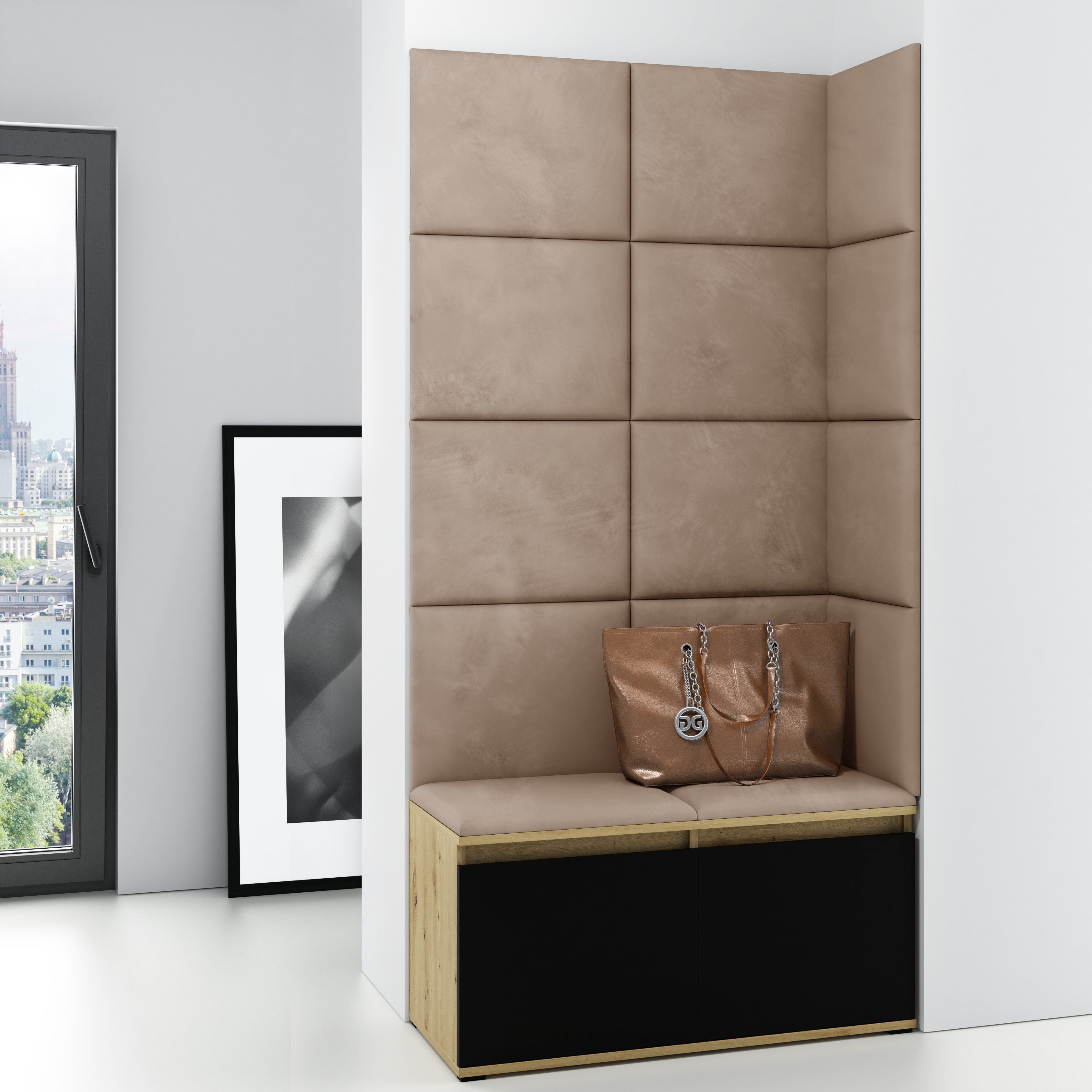 PK Emi 2 Hallway Wardrobe Artisan Oak/Black - Beige