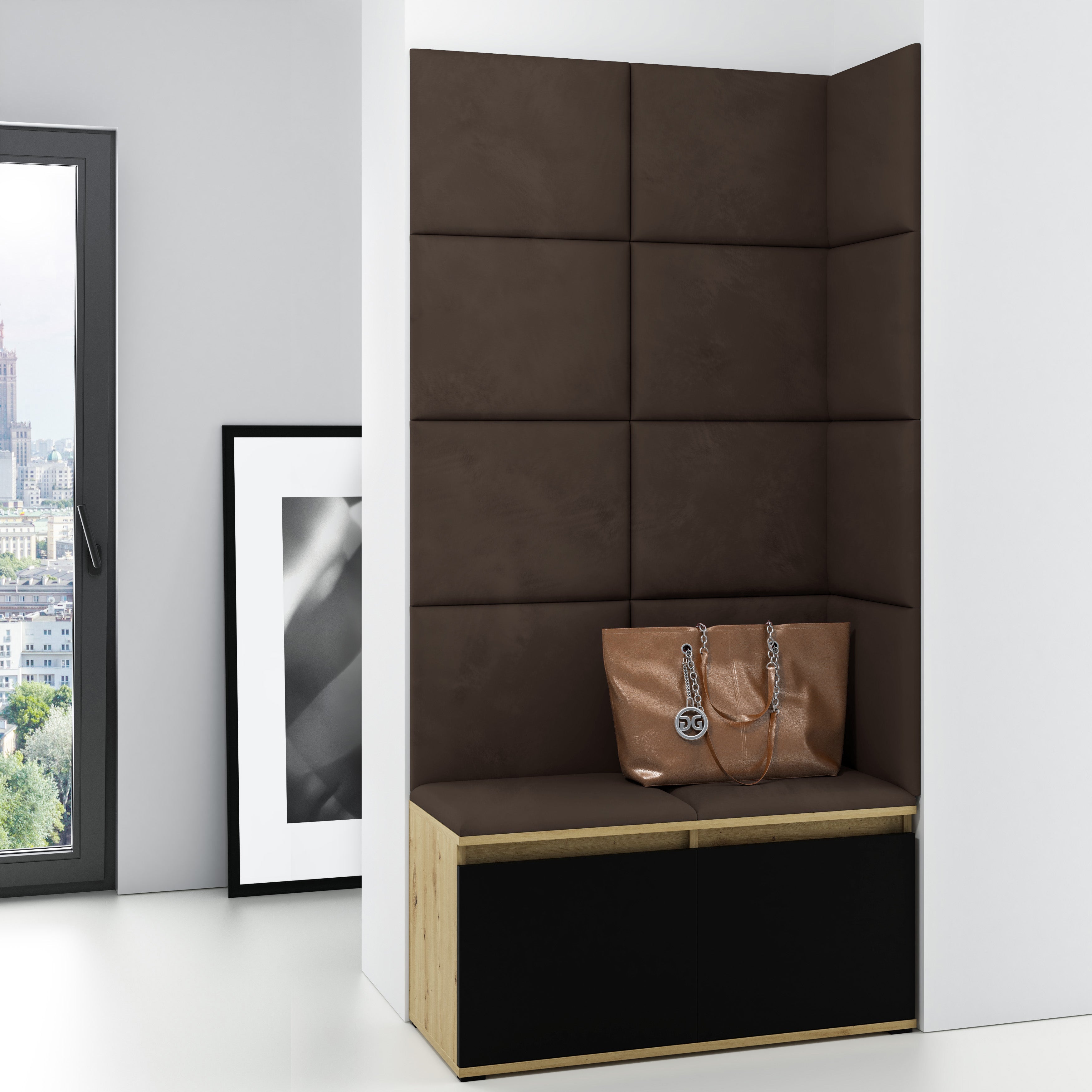 PK Emi 2 Hallway Wardrobe Artisan Oak/Black - Dark Brown