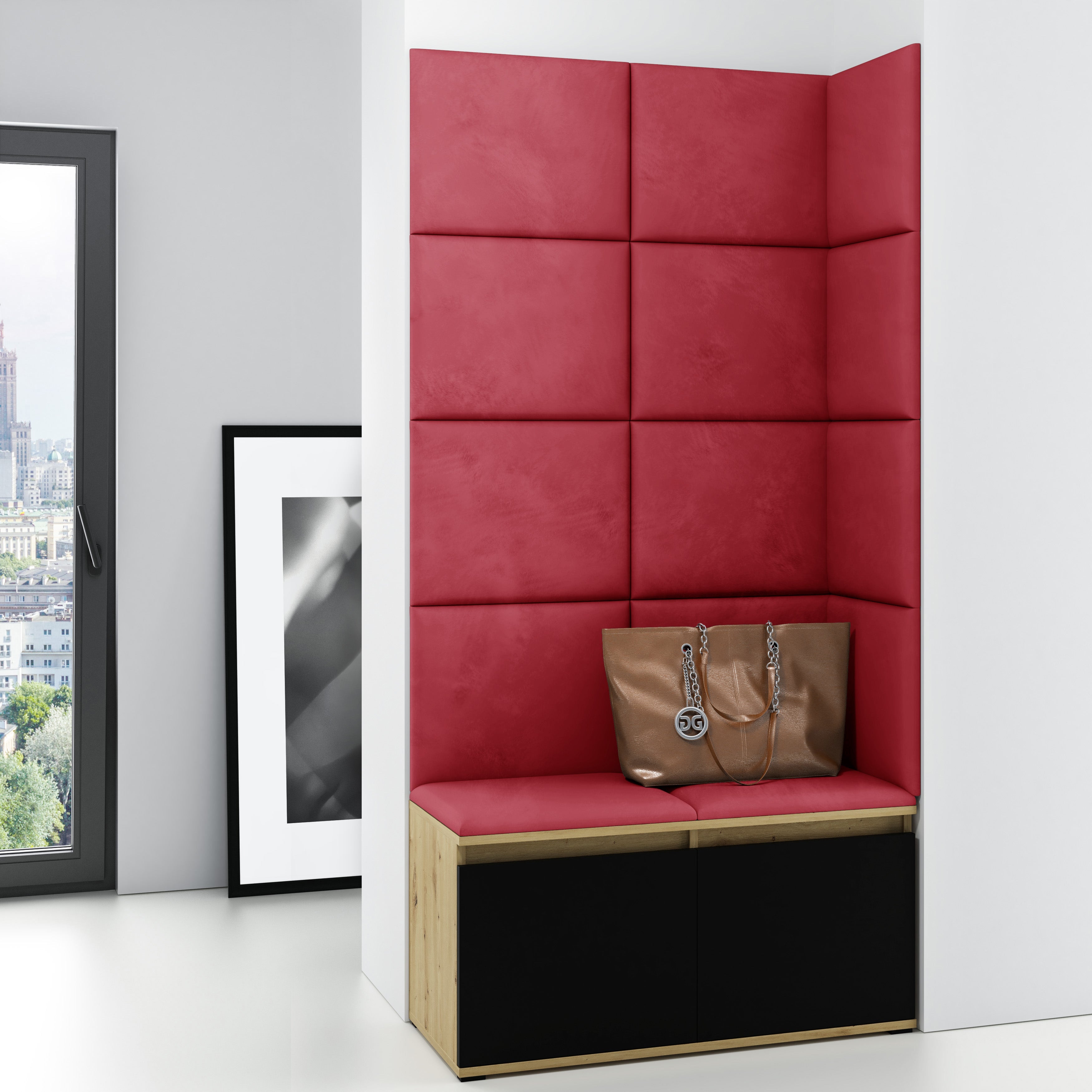 PK Emi 2 Hallway Wardrobe Artisan Oak/Black - Red