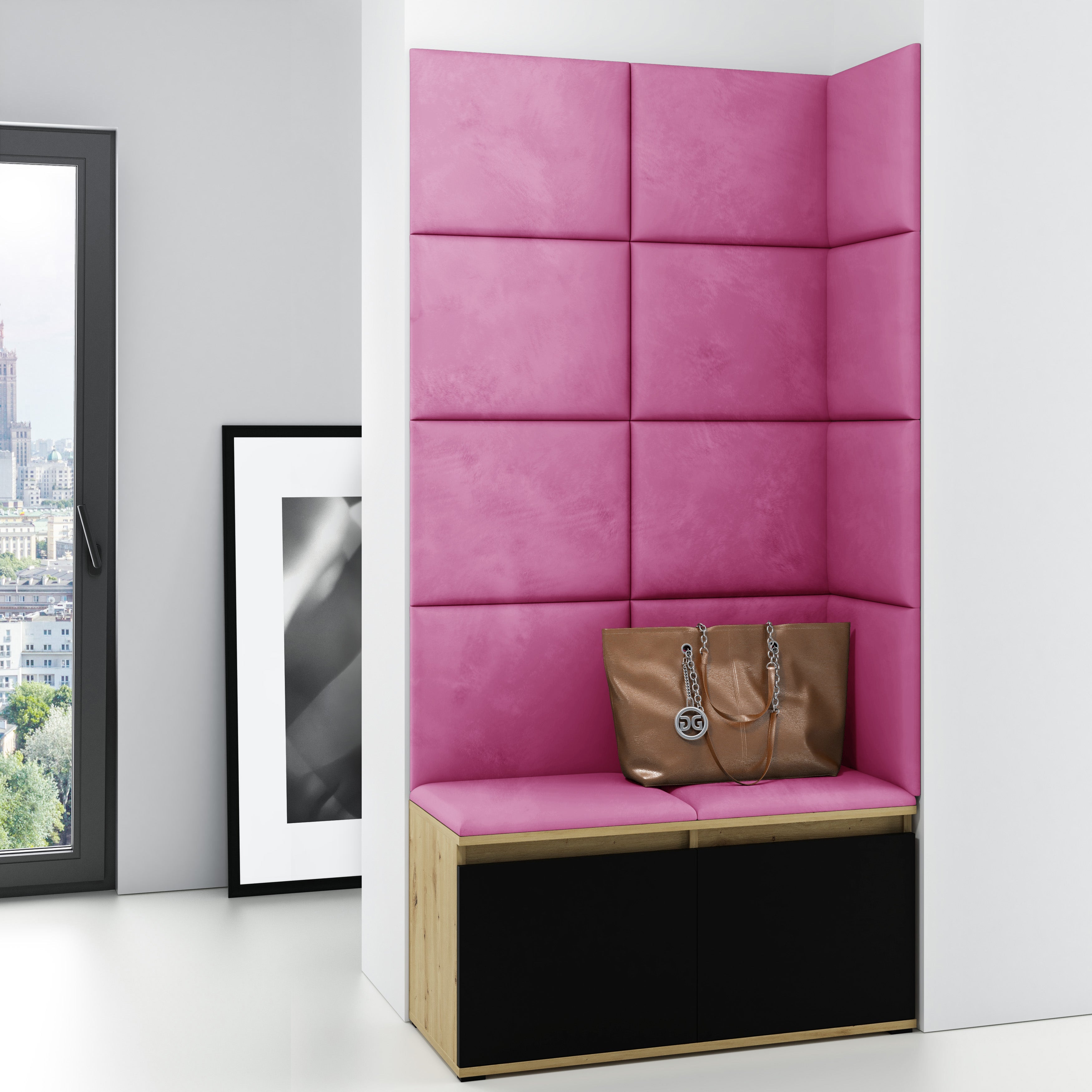 PK Emi 2 Hallway Wardrobe Artisan Oak/Black - Pink