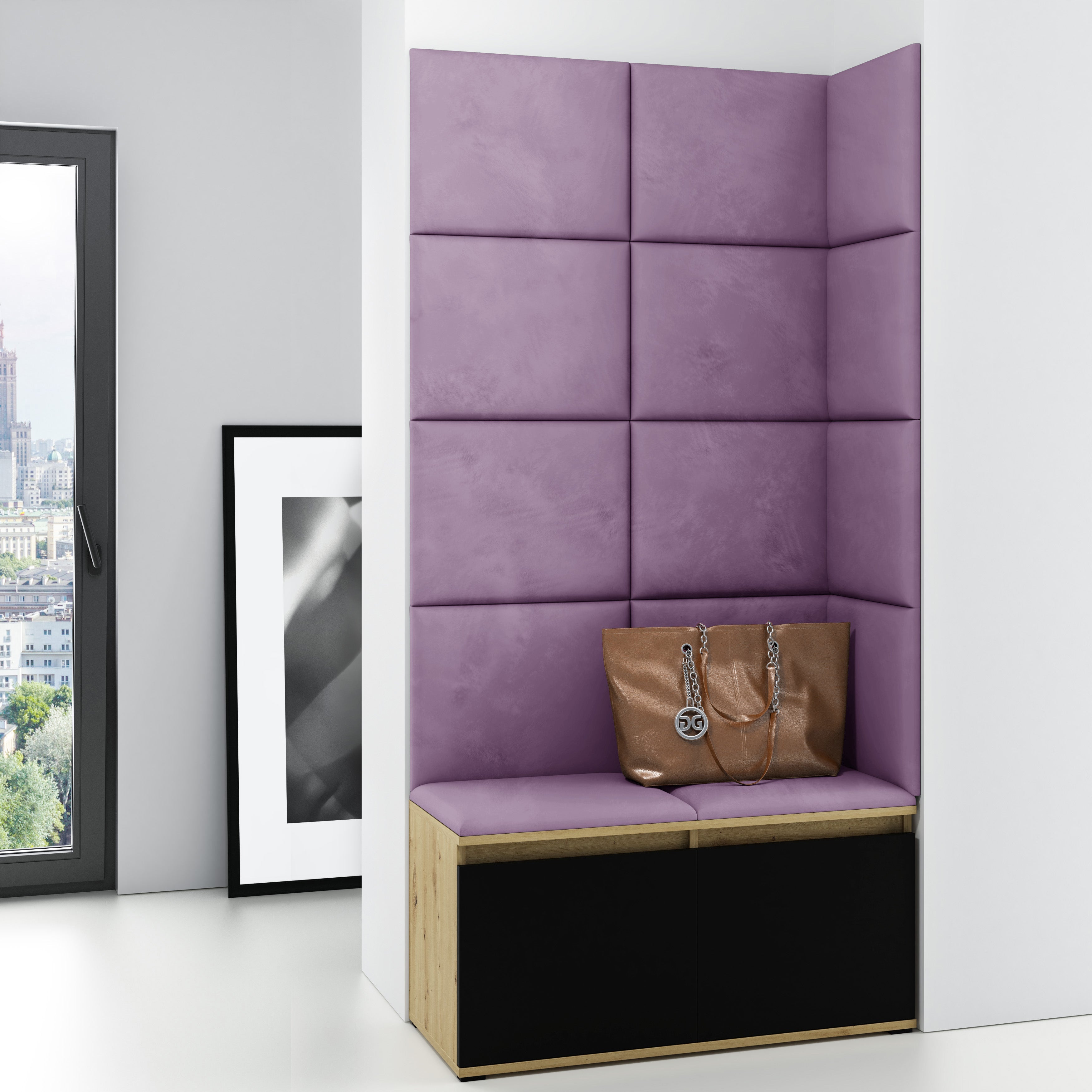 PK Emi 2 Hallway Wardrobe Artisan Oak/Black - Purple