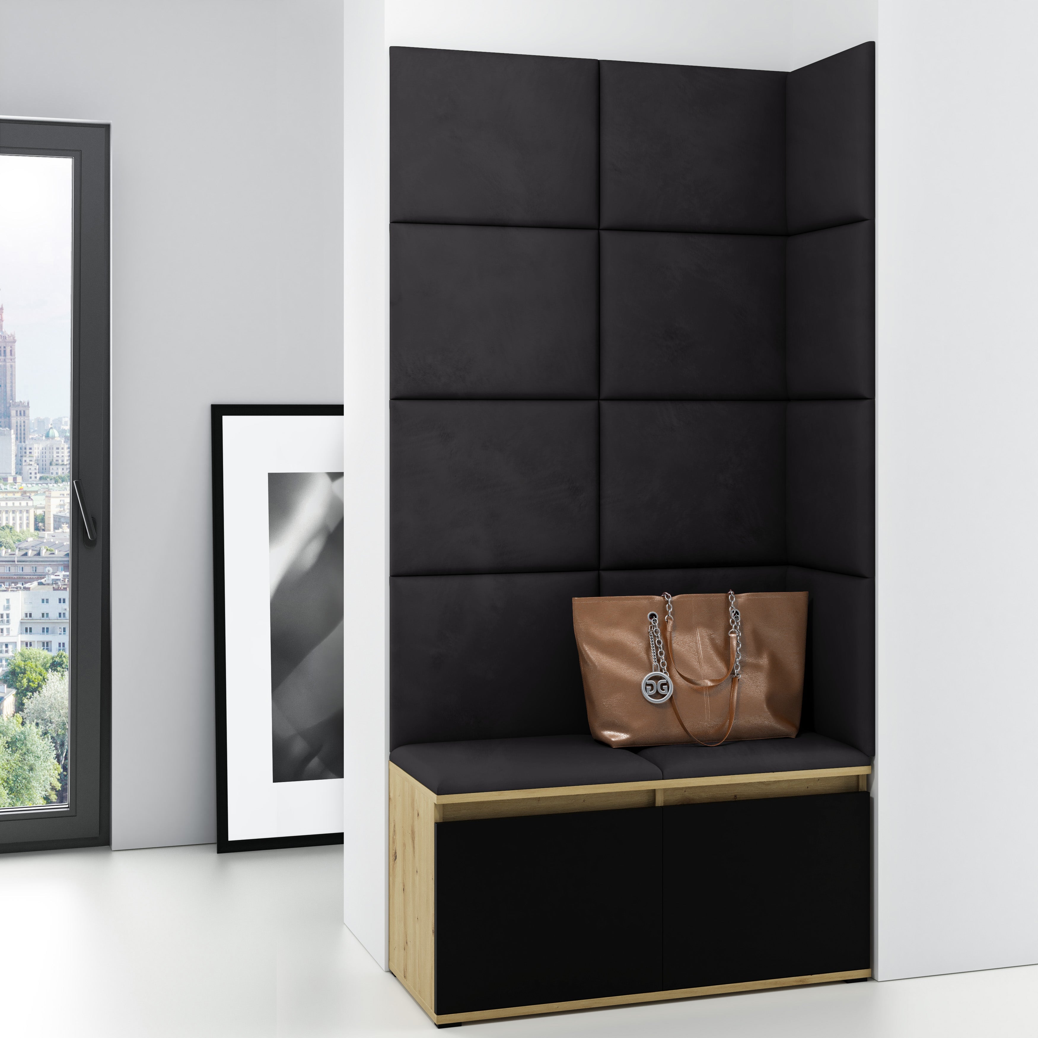PK Emi 2 Hallway Wardrobe Artisan Oak/Black - Black