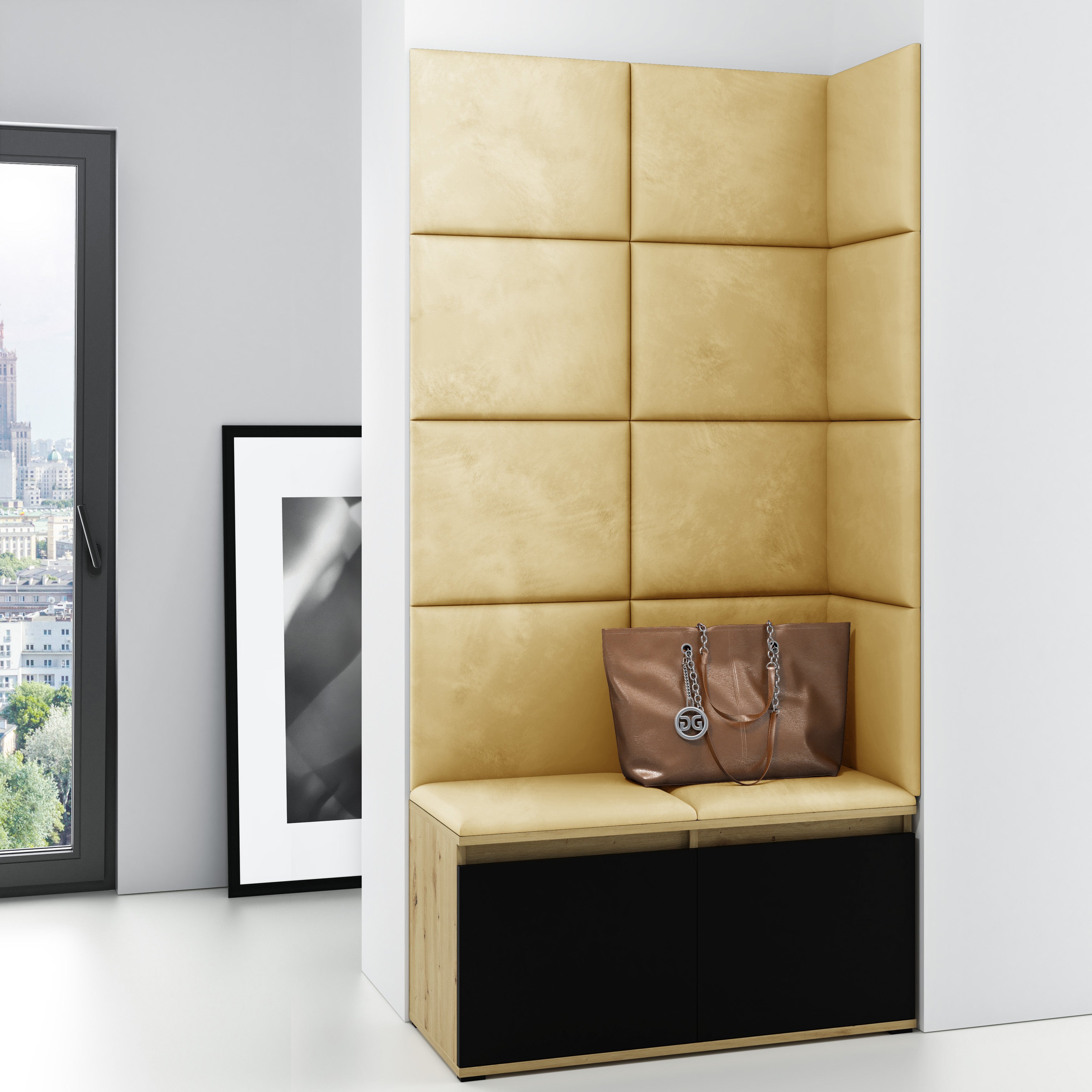 PK Emi 2 Hallway Wardrobe Artisan Oak/Black - Yellow
