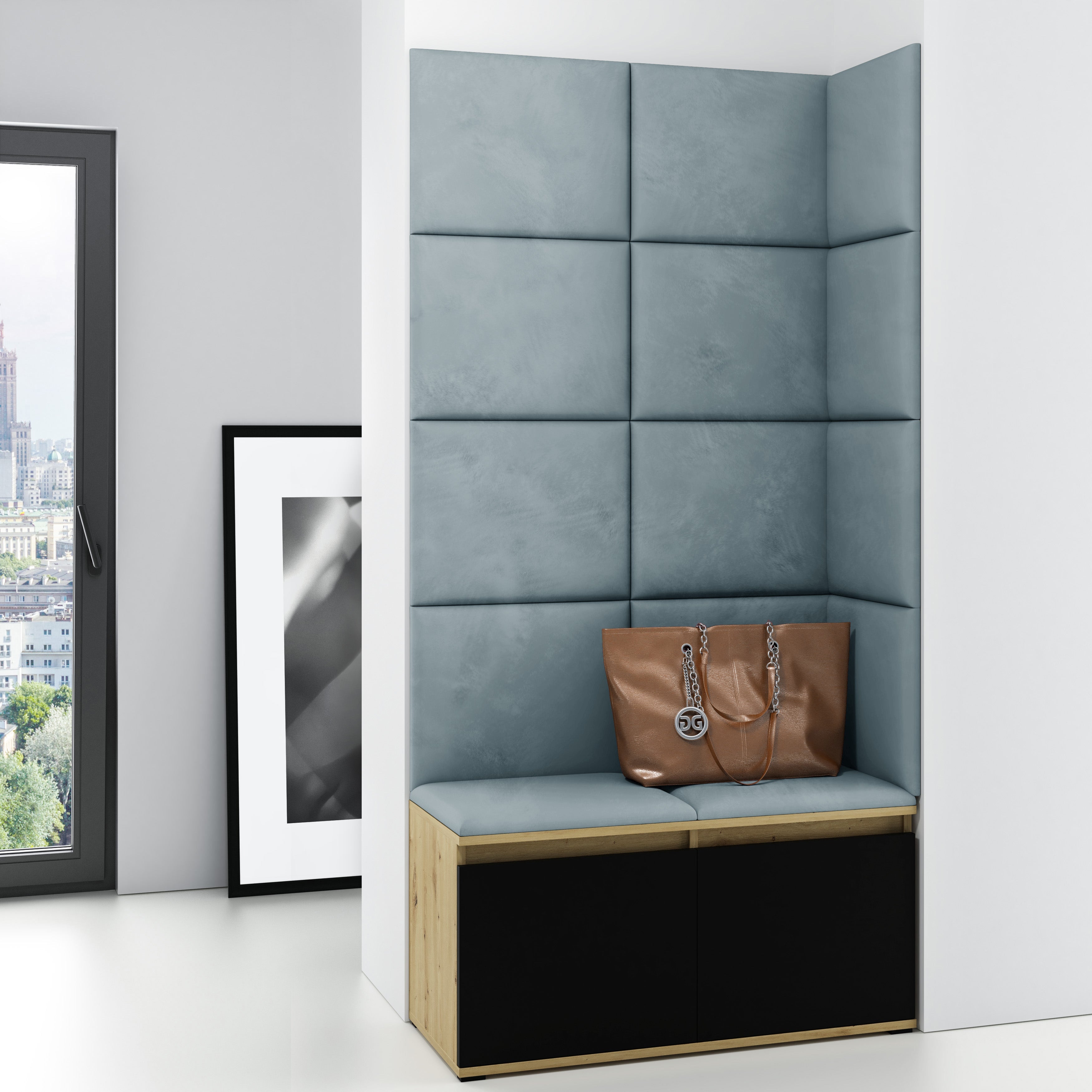 PK Emi 2 Hallway Wardrobe Artisan Oak/Black - Aqua