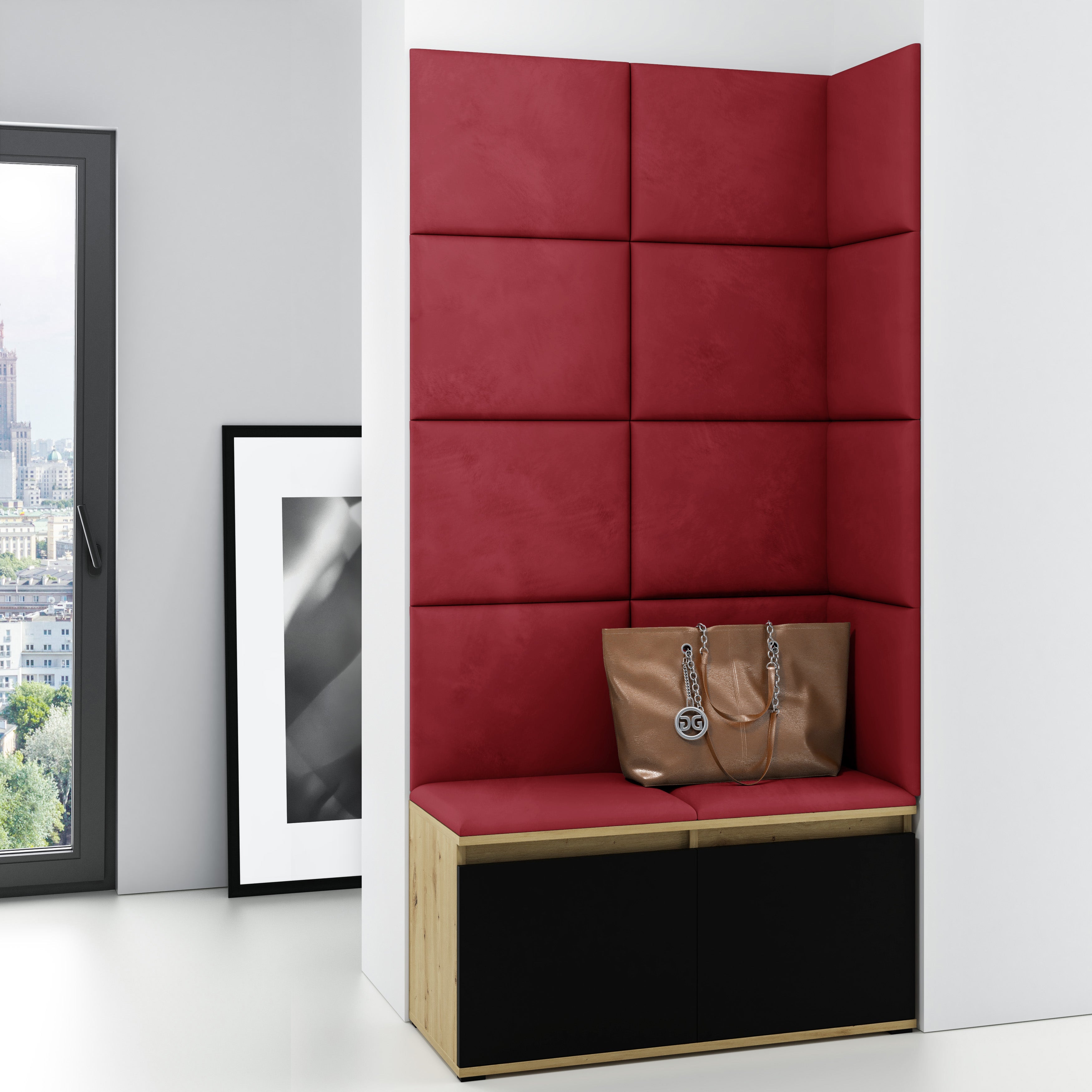 PK Emi 2 Hallway Wardrobe Artisan Oak/Black - Ruby Red