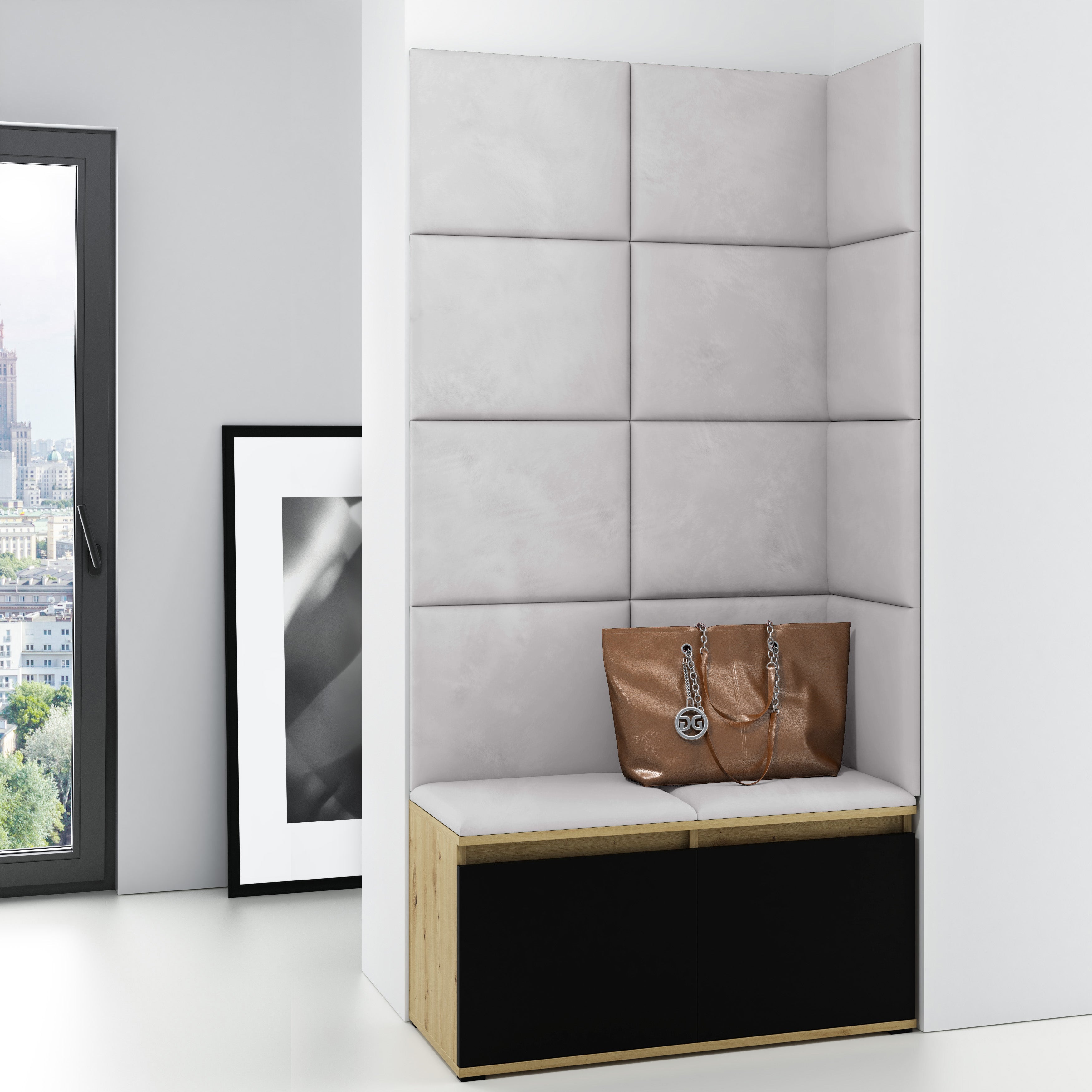 PK Emi 2 Hallway Wardrobe Artisan Oak/Black - Silver