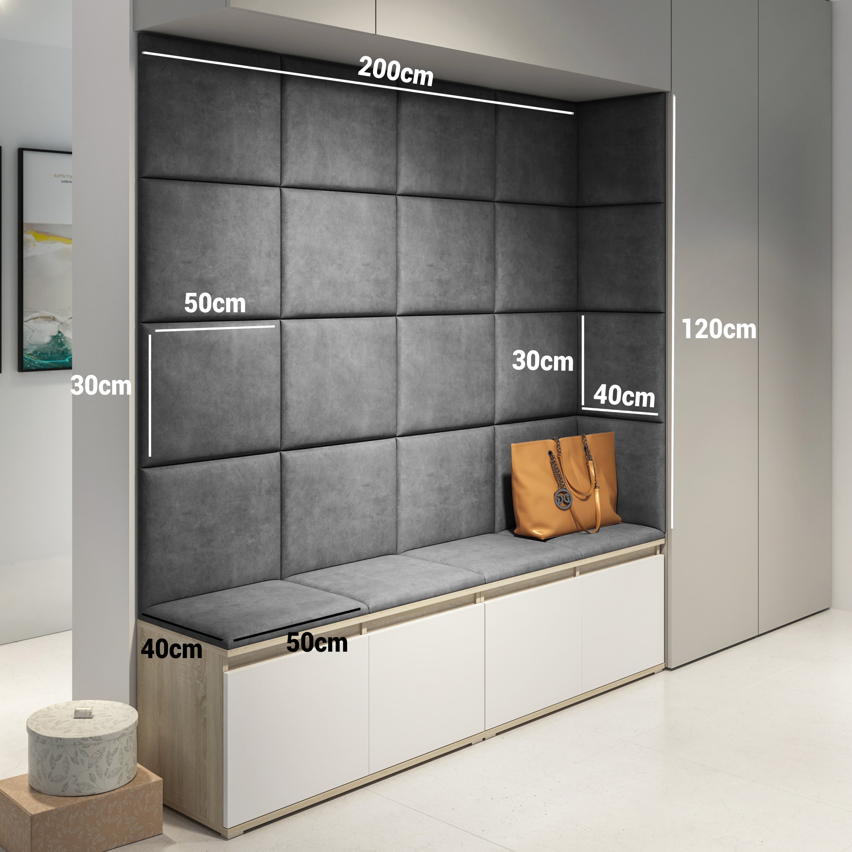PK Emi 3 Hallway Wardrobe Sonoma Oak - Upholstered Panels in Various Colours