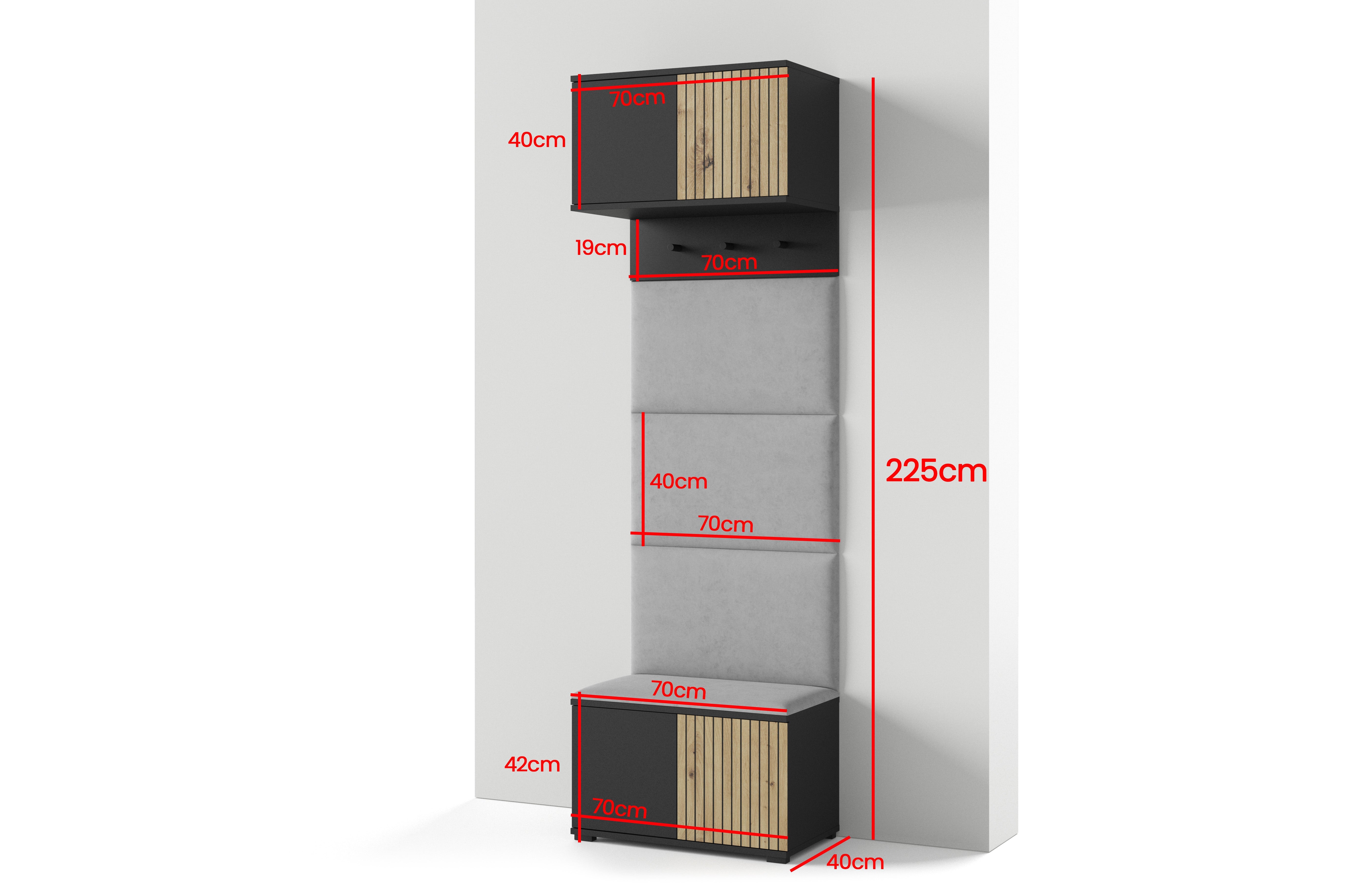 PK Ross 5 Hallway Set –  Upholstered Panels in Various Colours