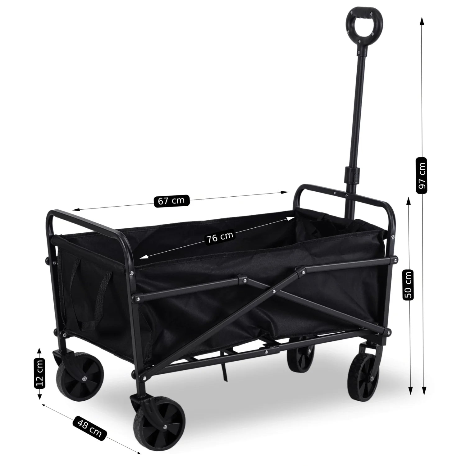 Elite GILBERT Folding Wagon – Black | Heavy-Duty Transport Cart