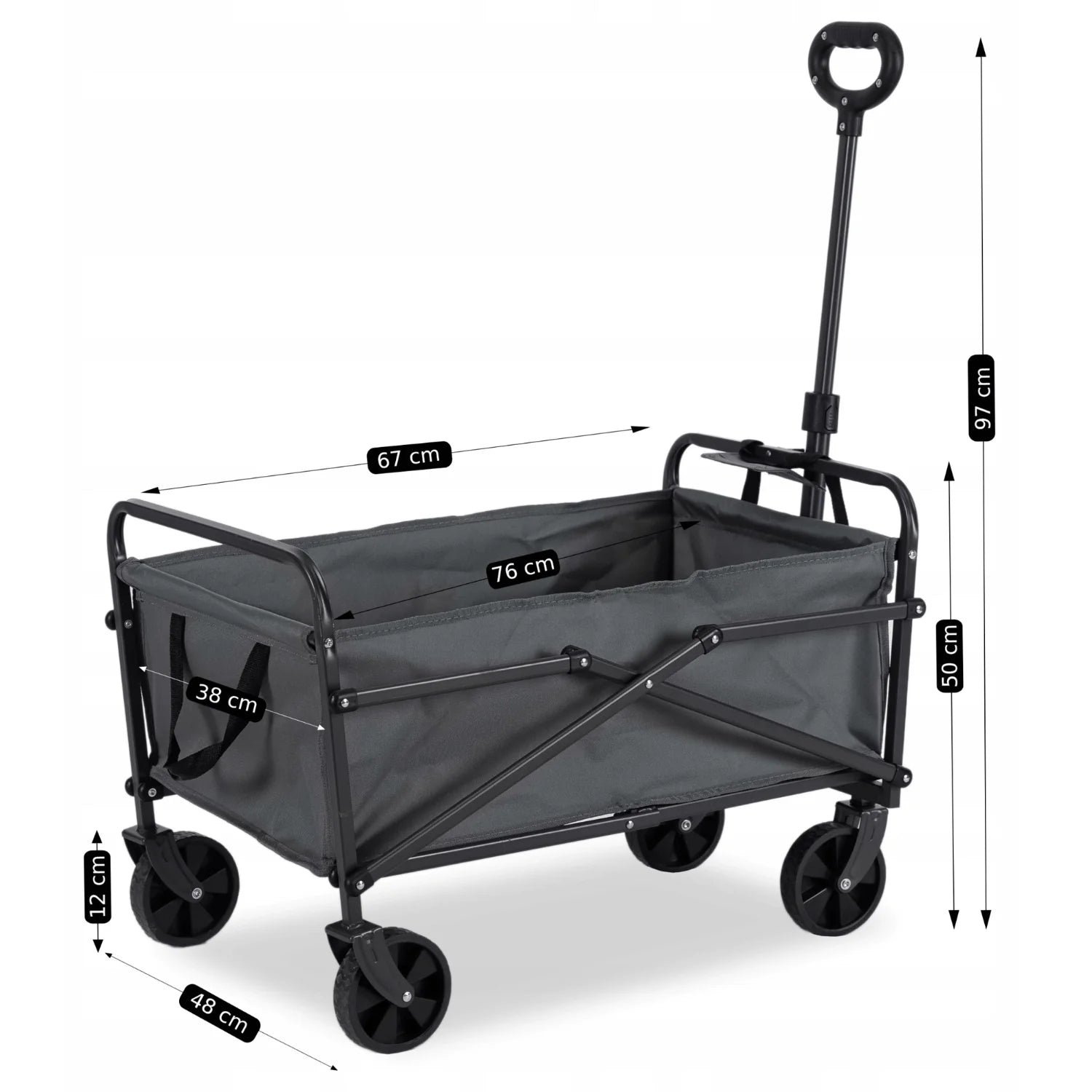 Elite GILBERT Folding Wagon Grey - Portable & Versatile Utility Cart