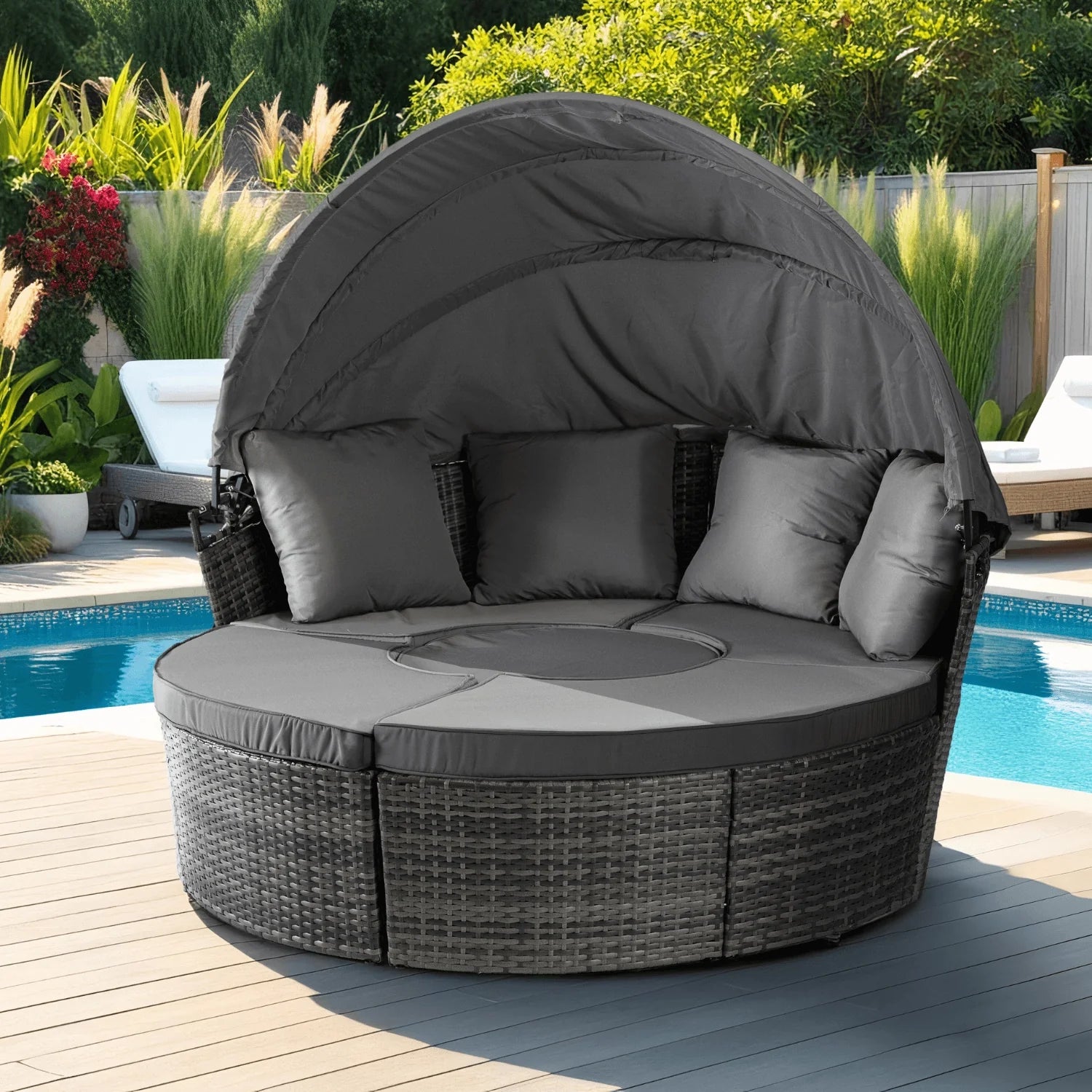 Elite CALIFORNIA Outdoor-Insel – Graues Technorattan