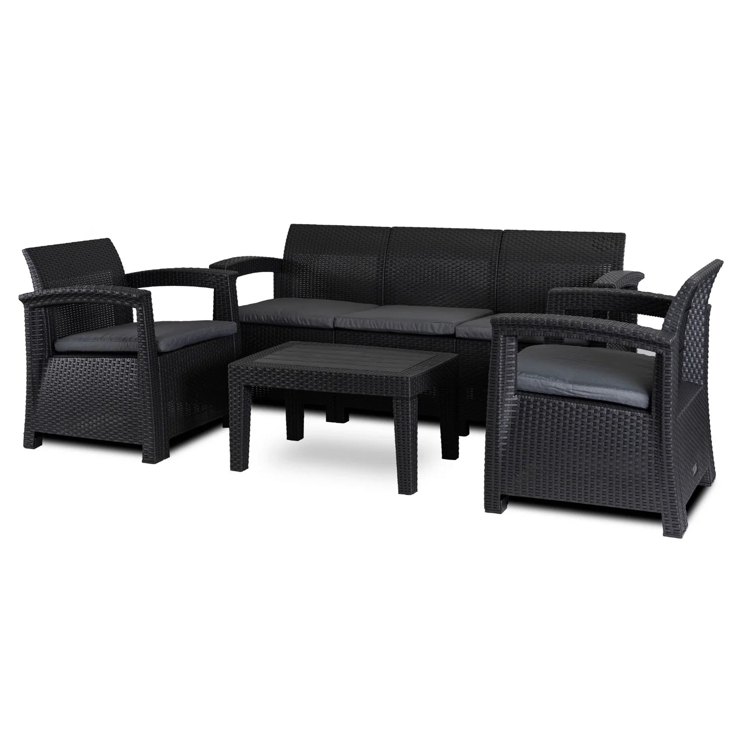 Elite BRANDON Gartenmöbel-Set – Schwarz/Dunkelgrau | Stilvolle &amp; komfortable Gartenlounge