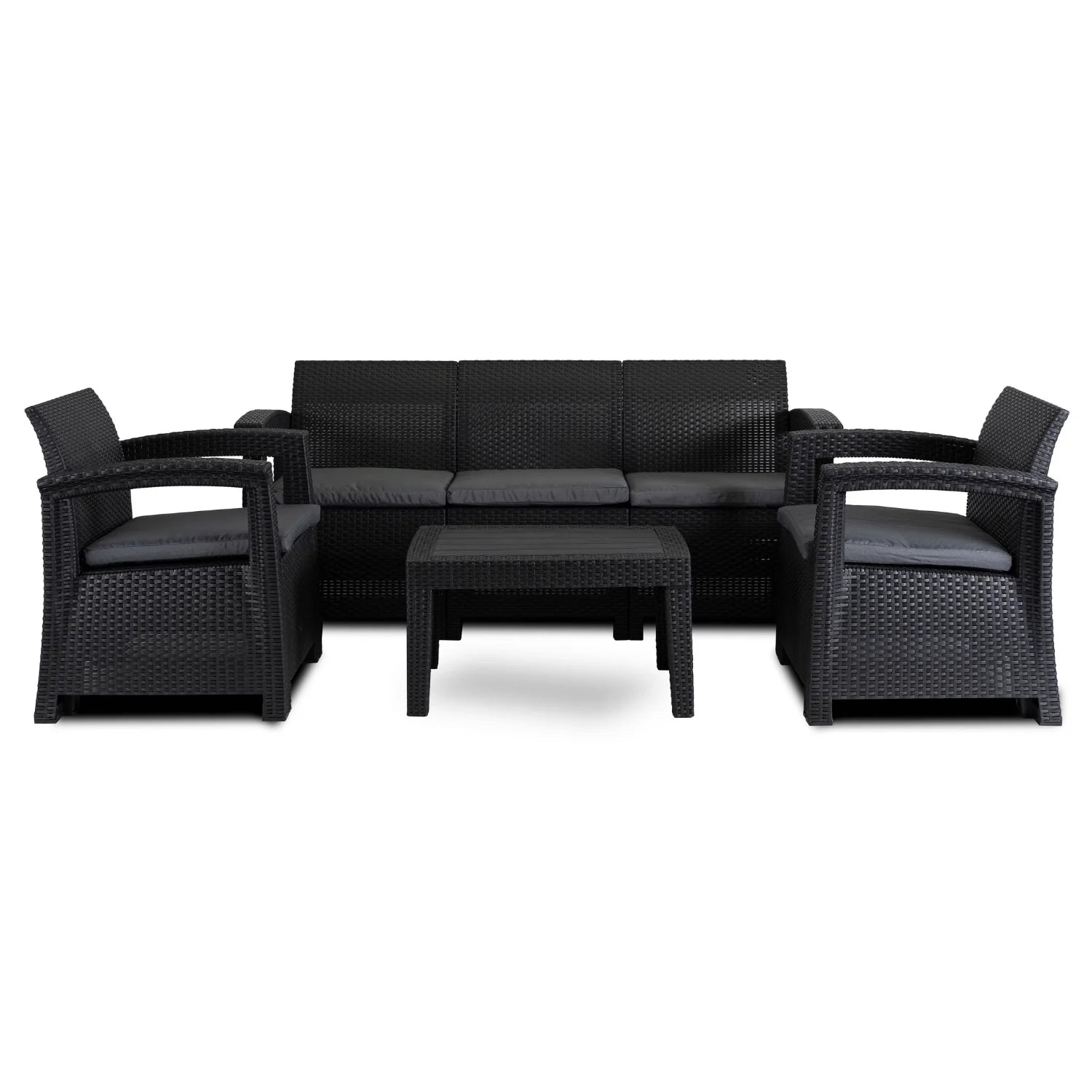 Elite BRANDON Gartenmöbel-Set – Schwarz/Dunkelgrau | Stilvolle &amp; komfortable Gartenlounge