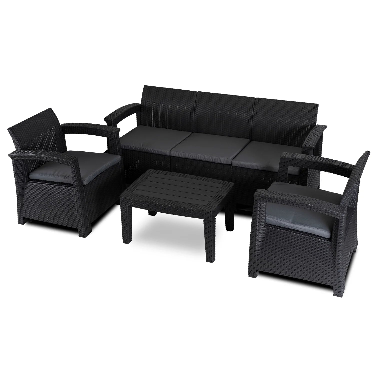 Elite BRANDON Gartenmöbel-Set – Schwarz/Dunkelgrau | Stilvolle &amp; komfortable Gartenlounge