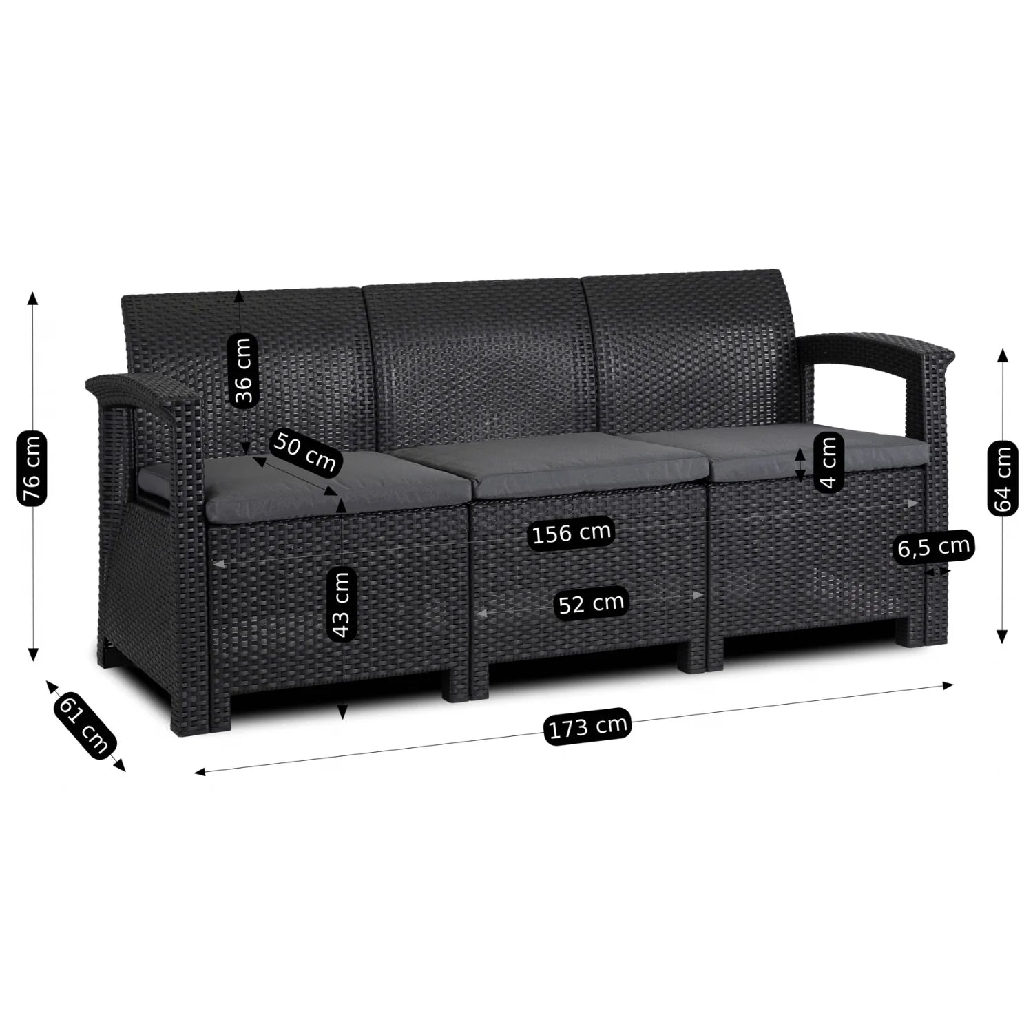 Elite BRANDON Gartenmöbel-Set – Schwarz/Dunkelgrau | Stilvolle &amp; komfortable Gartenlounge