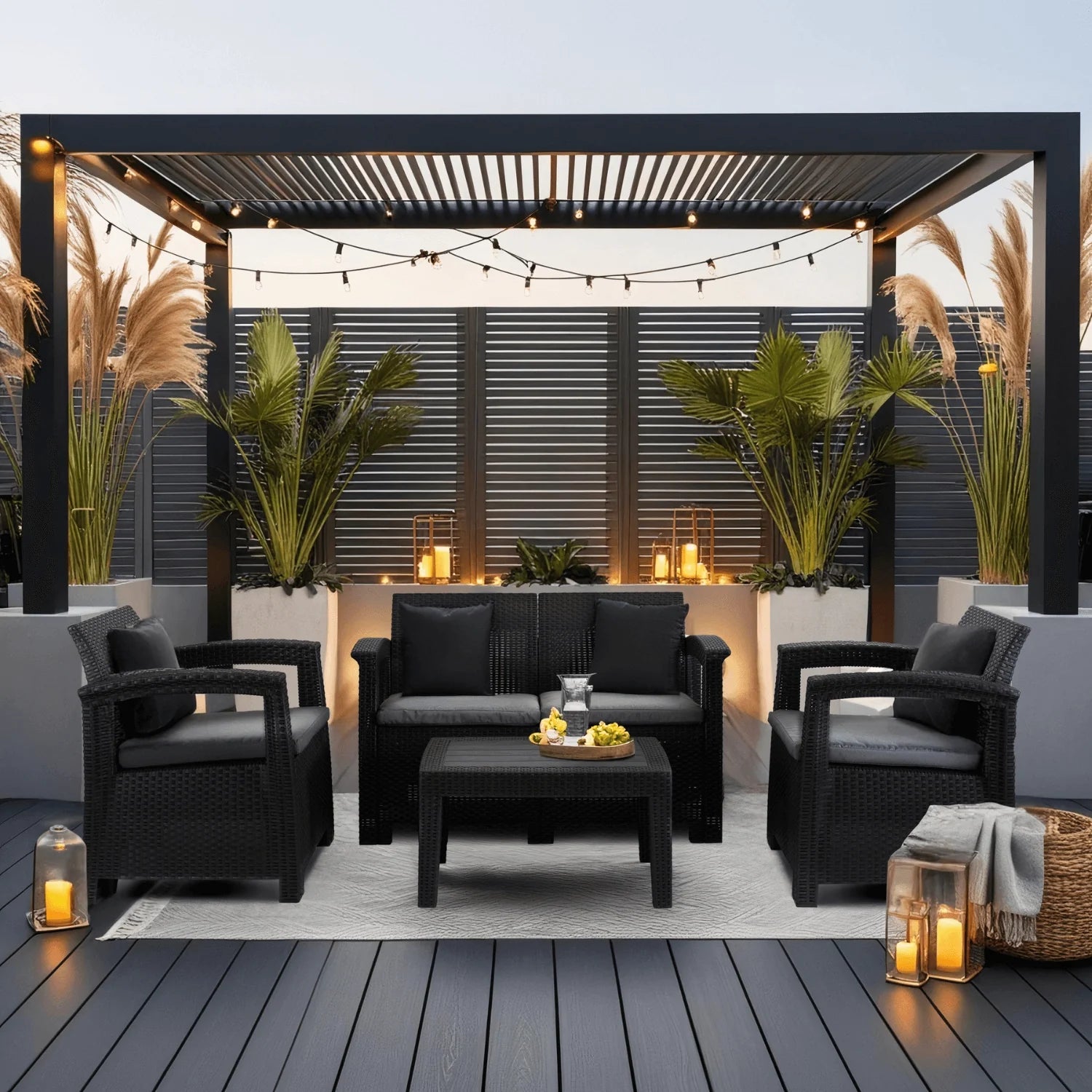 Elite COLUMBIA Gartenmöbel-Set – Schwarz &amp; Dunkelgrau