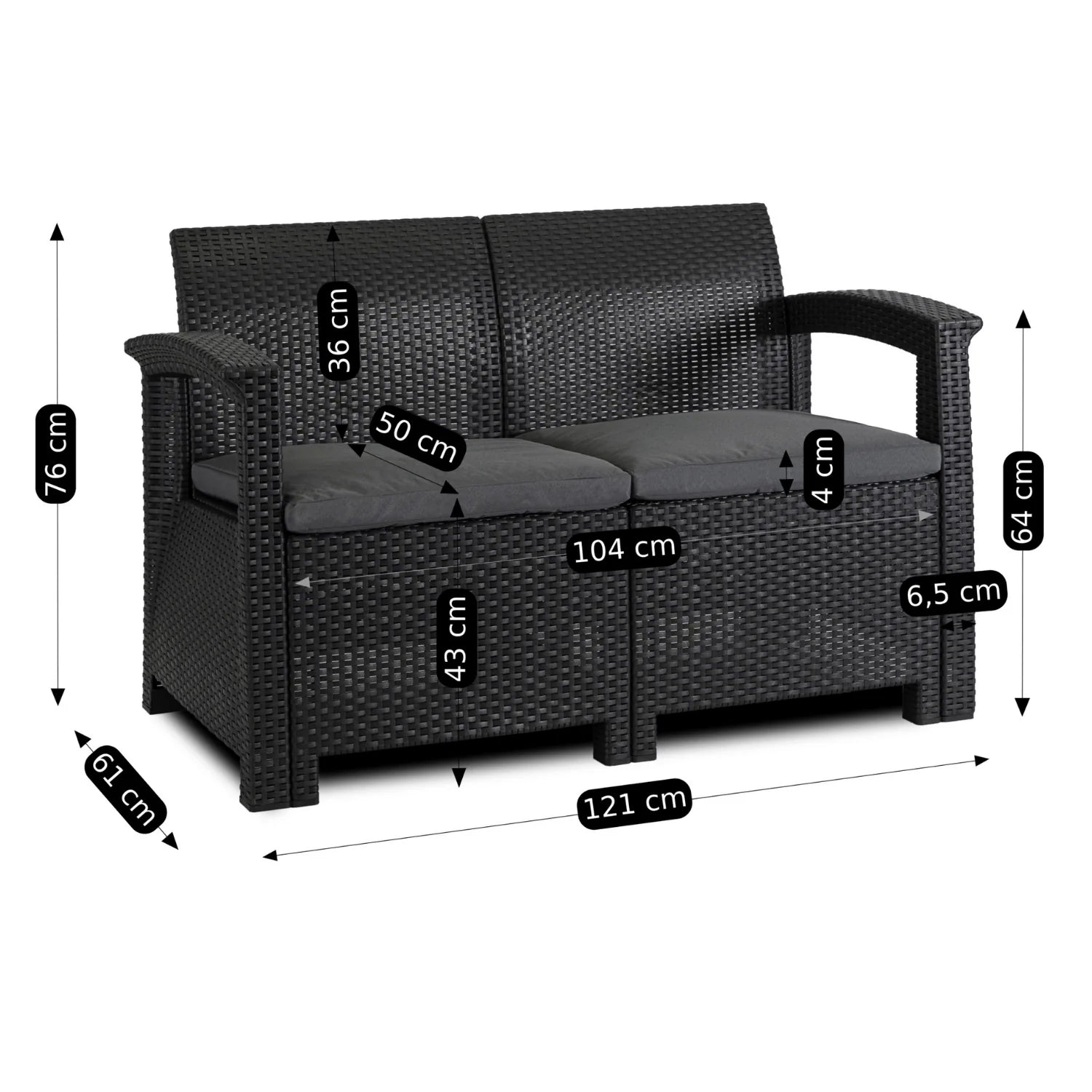 Elite COLUMBIA Gartenmöbel-Set – Schwarz &amp; Dunkelgrau
