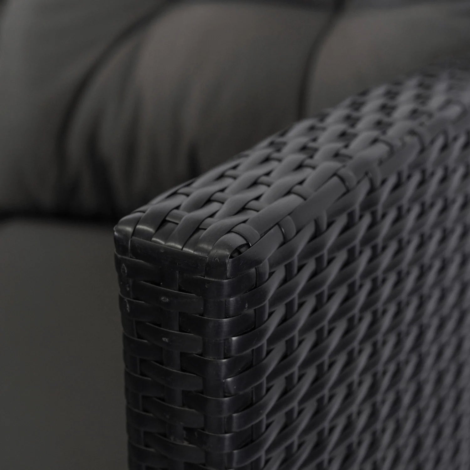 Elite DALLAS Gartenmöbel-Set Schwarz/Dunkelgrau - Luxuriöse Rattan-Gartenlounge