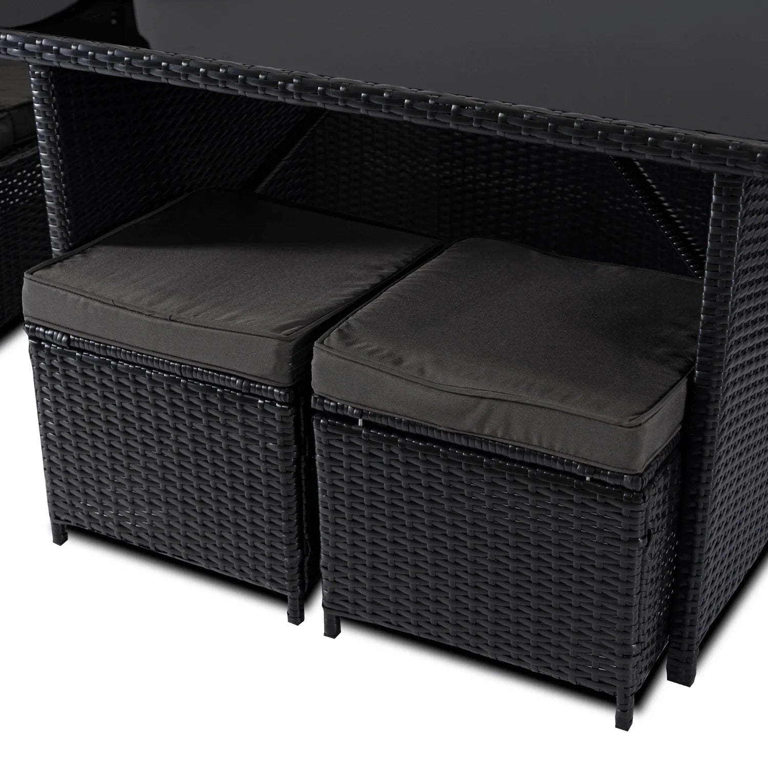 Elite DALLAS Gartenmöbel-Set Schwarz/Dunkelgrau - Luxuriöse Rattan-Gartenlounge