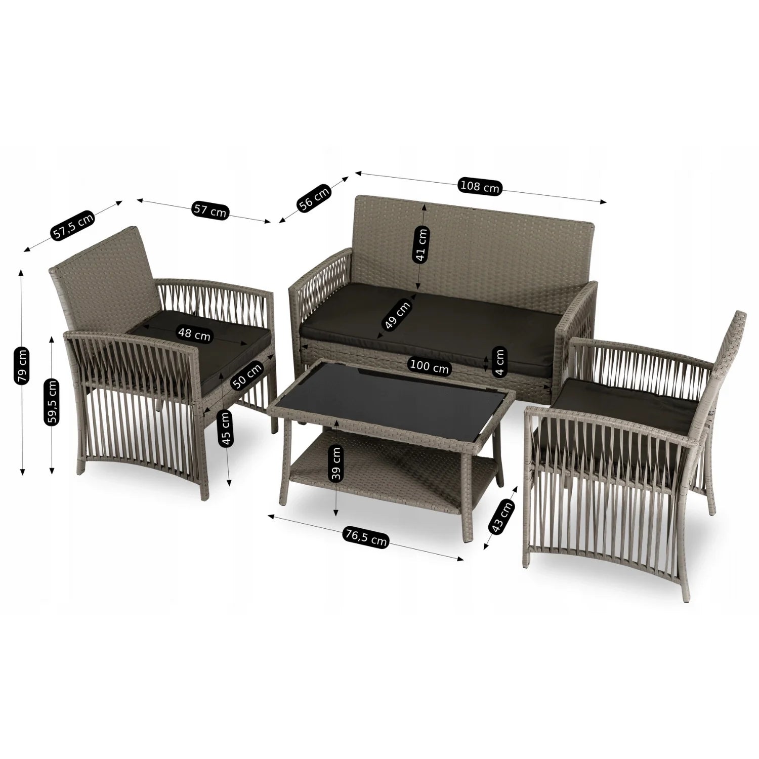 Elite FILADELFIA Gartenmöbel-Set – Beige &amp; Grau