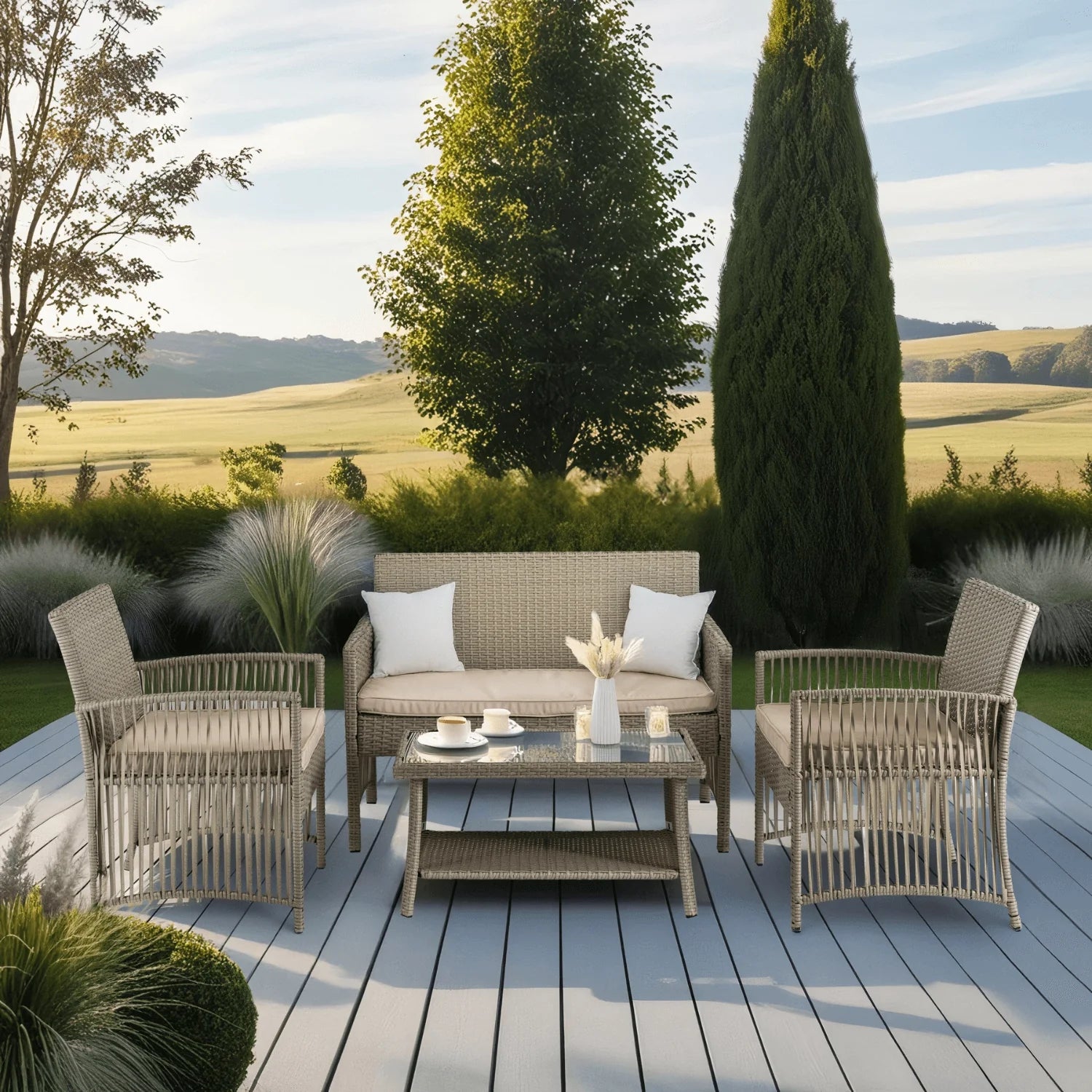 Elite FILADELFIA Gartenmöbel-Set – Grau &amp; Beige