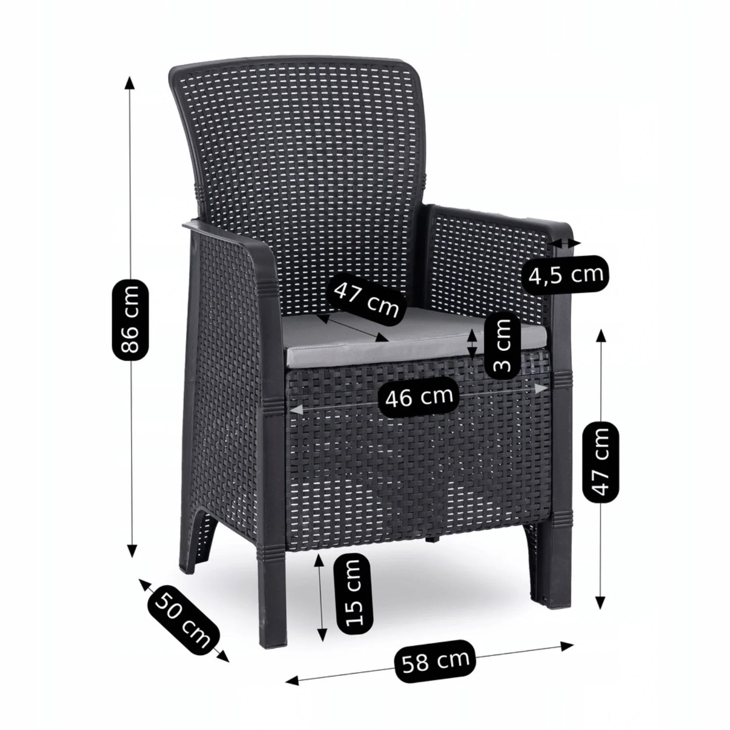 Elite FRENSO Gartenmöbel-Set Schwarz – Kompakte &amp; Stilvolle Gartenlounge
