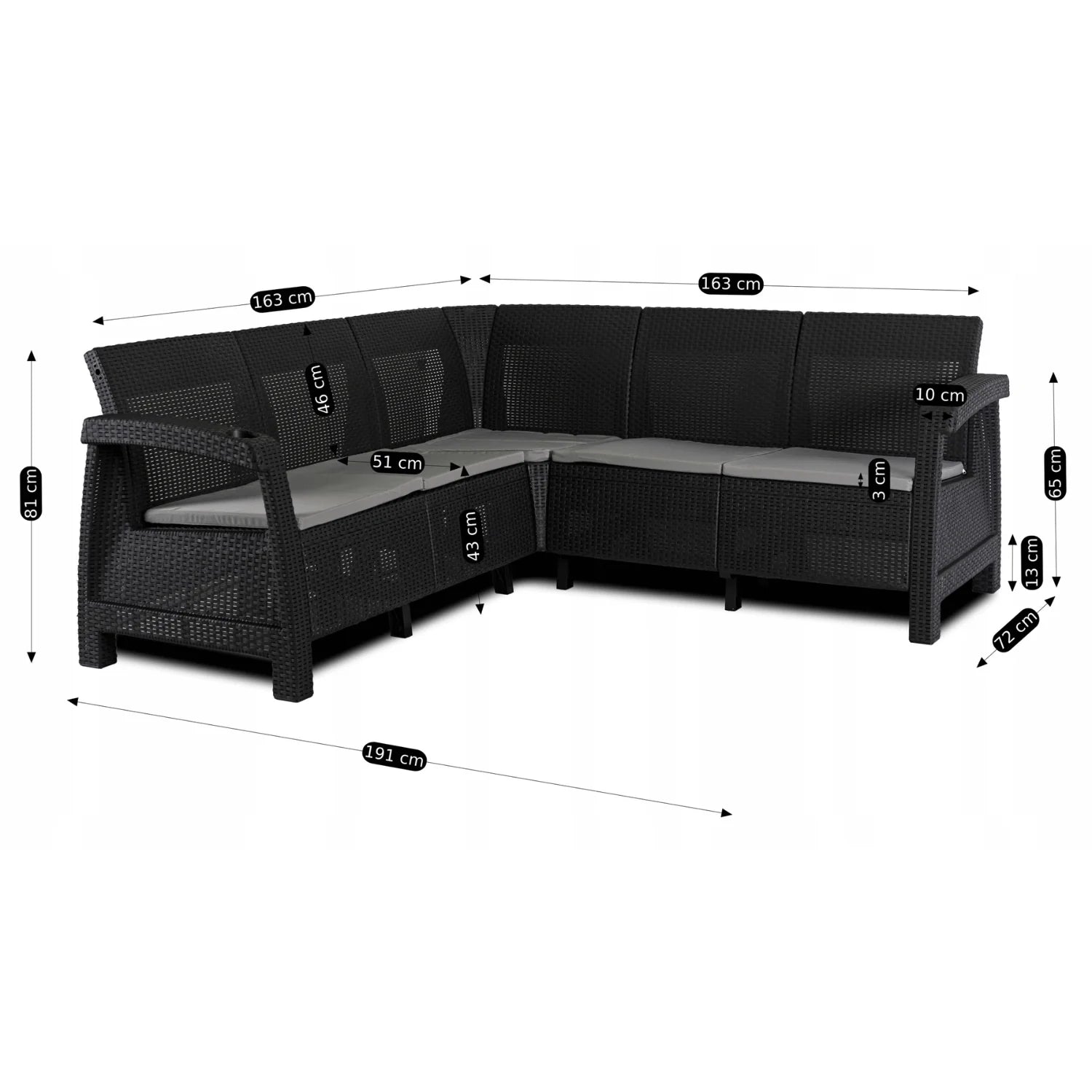 Elite INDIANA Gartenmöbel-Set Schwarz/Grau – Moderne &amp; vielseitige Gartenlounge