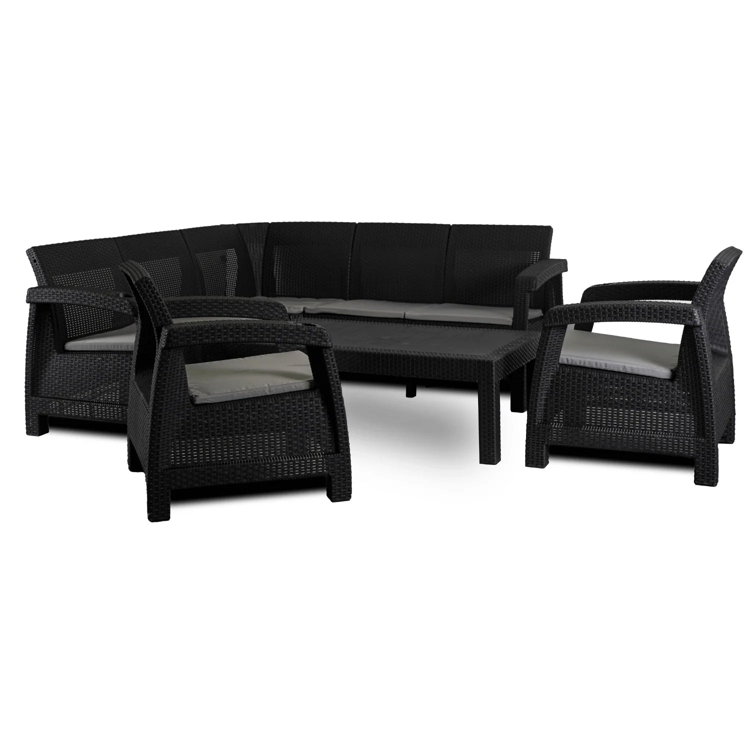 Elite INDIANA Gartenmöbel-Set Schwarz/Grau – Moderne &amp; vielseitige Gartenlounge