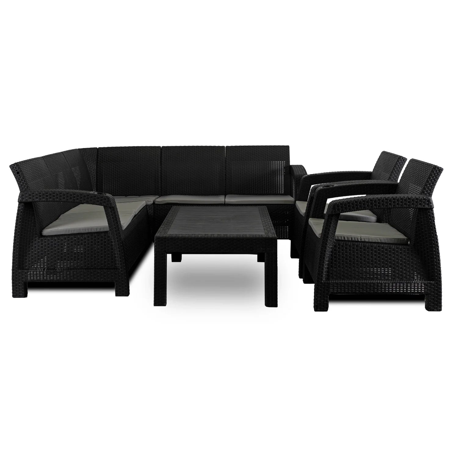 Elite INDIANA Gartenmöbel-Set Schwarz/Grau – Moderne &amp; vielseitige Gartenlounge