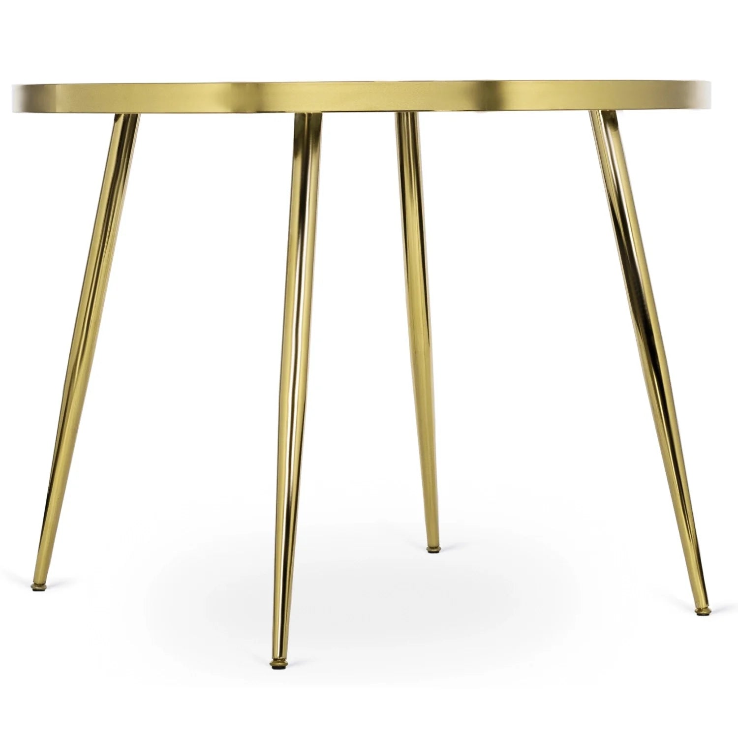 Elite TINGA Esszimmergarnitur – 100 cm schwarzer/goldener Tisch und 4 IRYS rosa Stühle